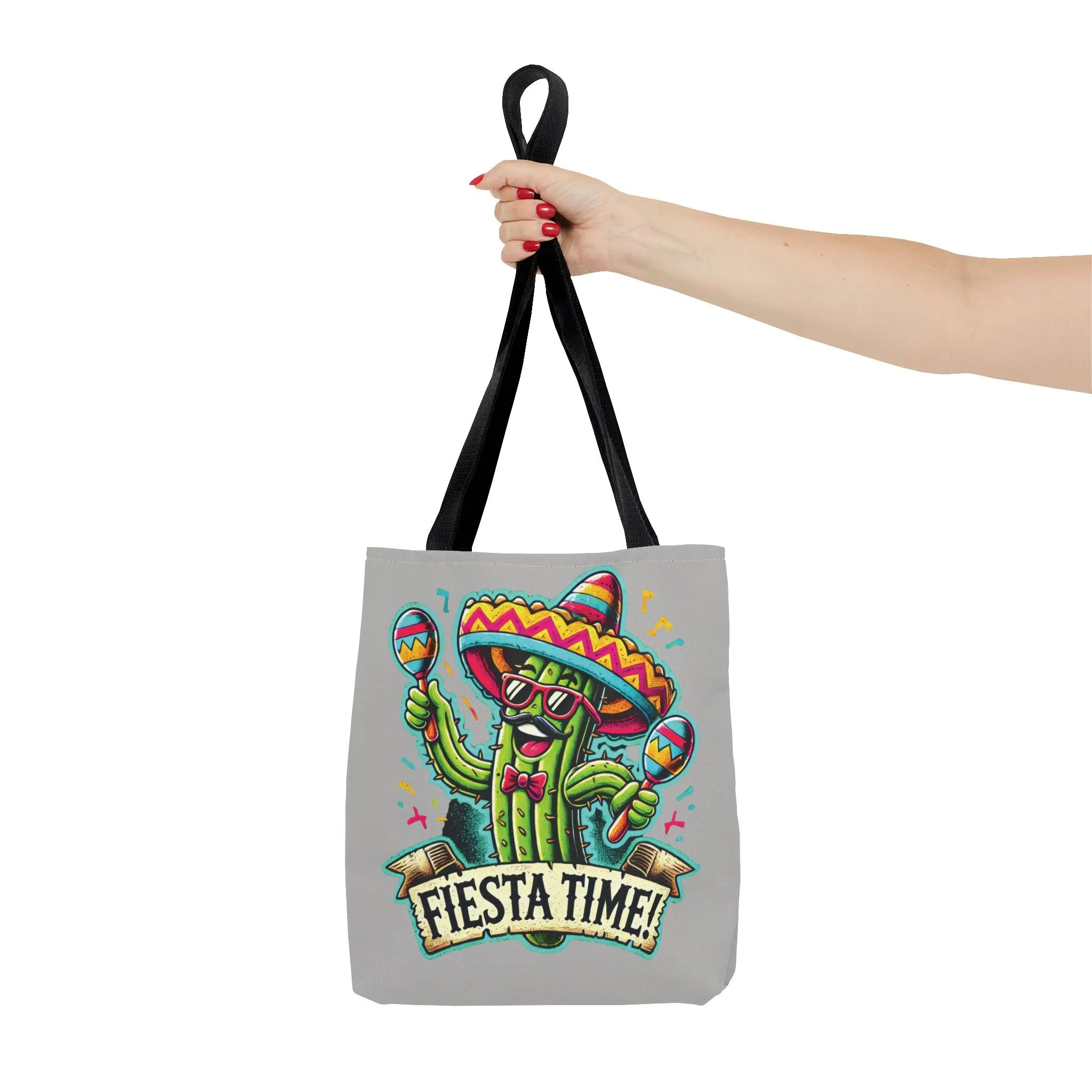 Fiesta Time Cactus Tote Bag, Funny Mexican Party Gift, Sombrero Maracas Print, Cinco de Mayo Bag, Summer Festival Tote, Beach Bag, Shopping - Image 9