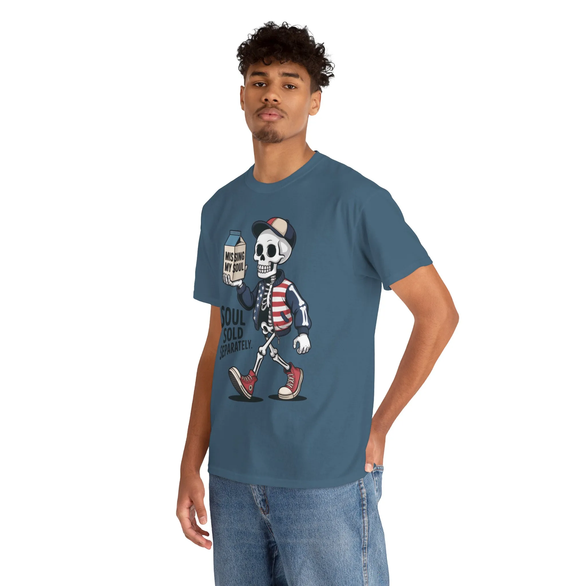 Funny Skeleton T-Shirt Soul Sold Separately Graphic Tee, Missing Soul Cartoon Shirt, Gothic Streetwear, Halloween Gift Tee - Image 3