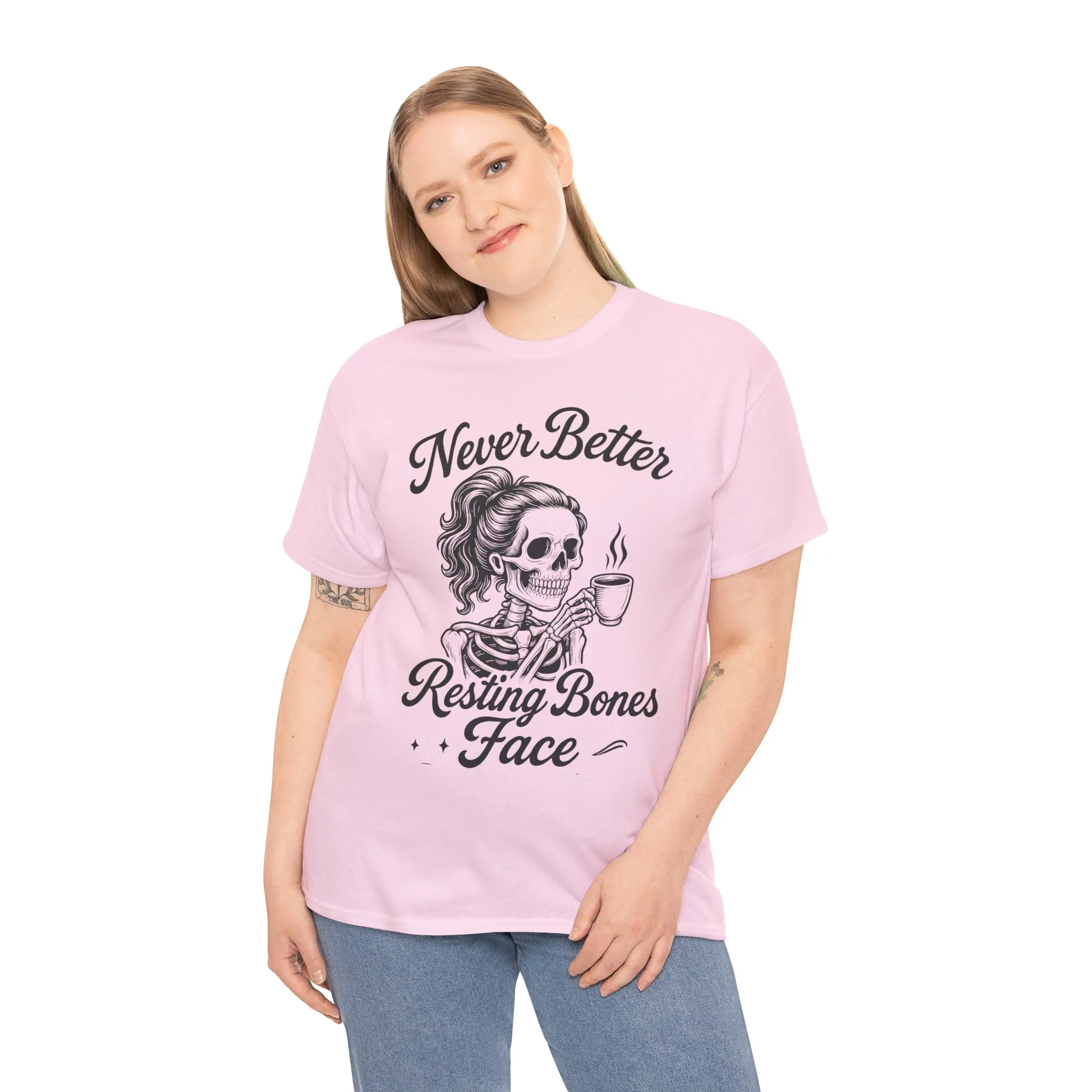 Sassy Skeleton Womens Tee: Never Better, Resting Bones Face, Halloween Costume, Funny Gift, Unisex Humor Shirt, Casual Wear - Image 3
