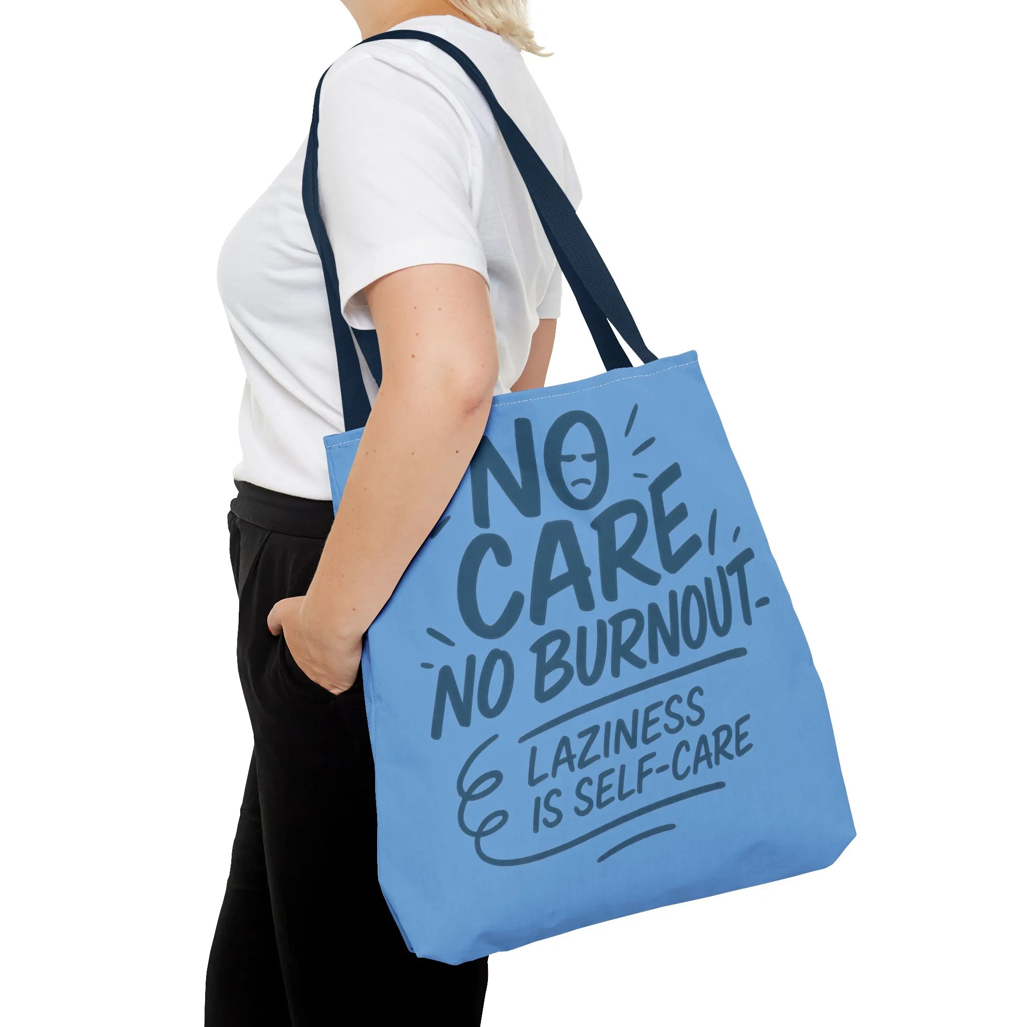 Laziness is Self-Care Funny Quote Bag, Oversized Reusable Canvas Shopping Tote, Sarcastic Self-Care Gift, Weekend Getaway, Everyday Use - Image 4