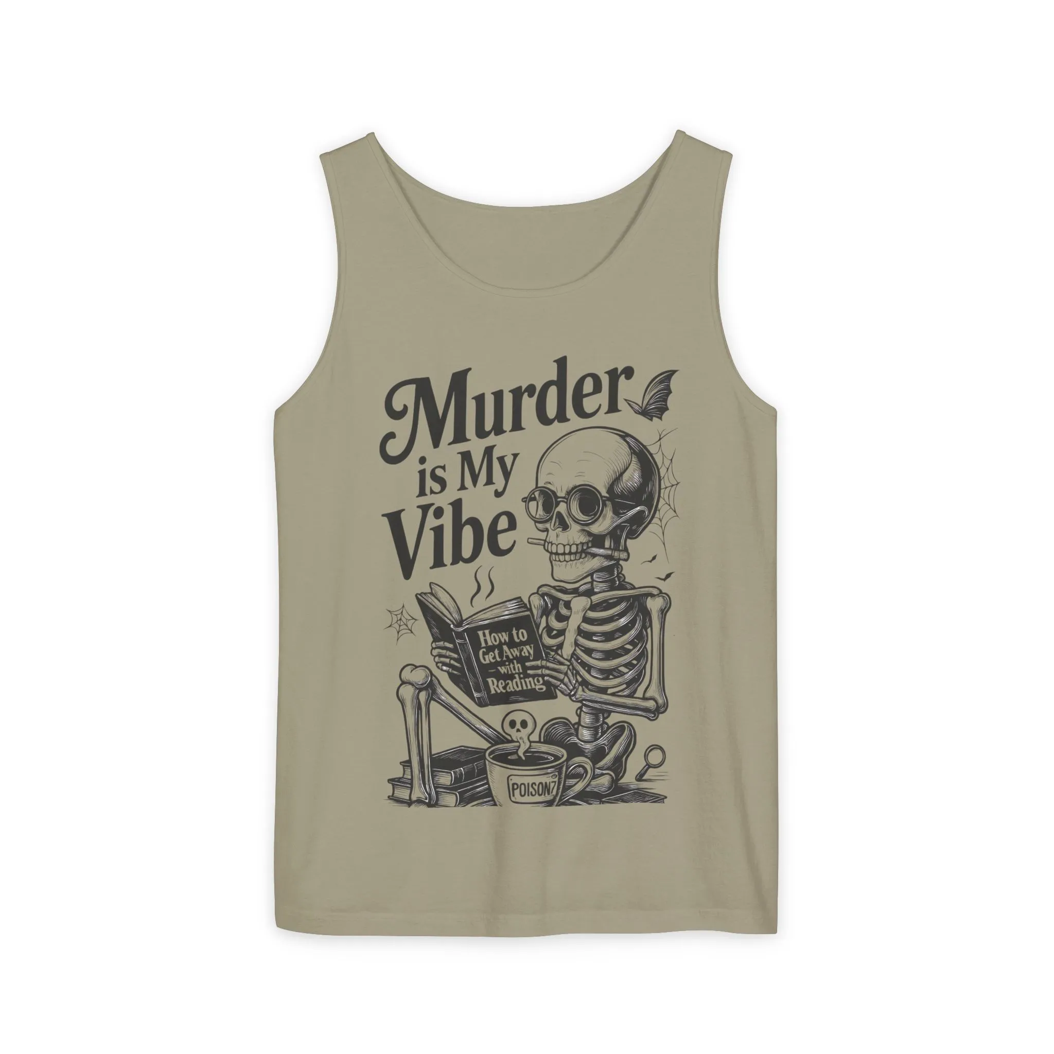 Murder Is My Vibe Tank Top, Mens Goth Tank, Halloween Clothing, Skeleton Graphic Tee, Cozy Casual Wear, Quirky Gift Idea - Image 3