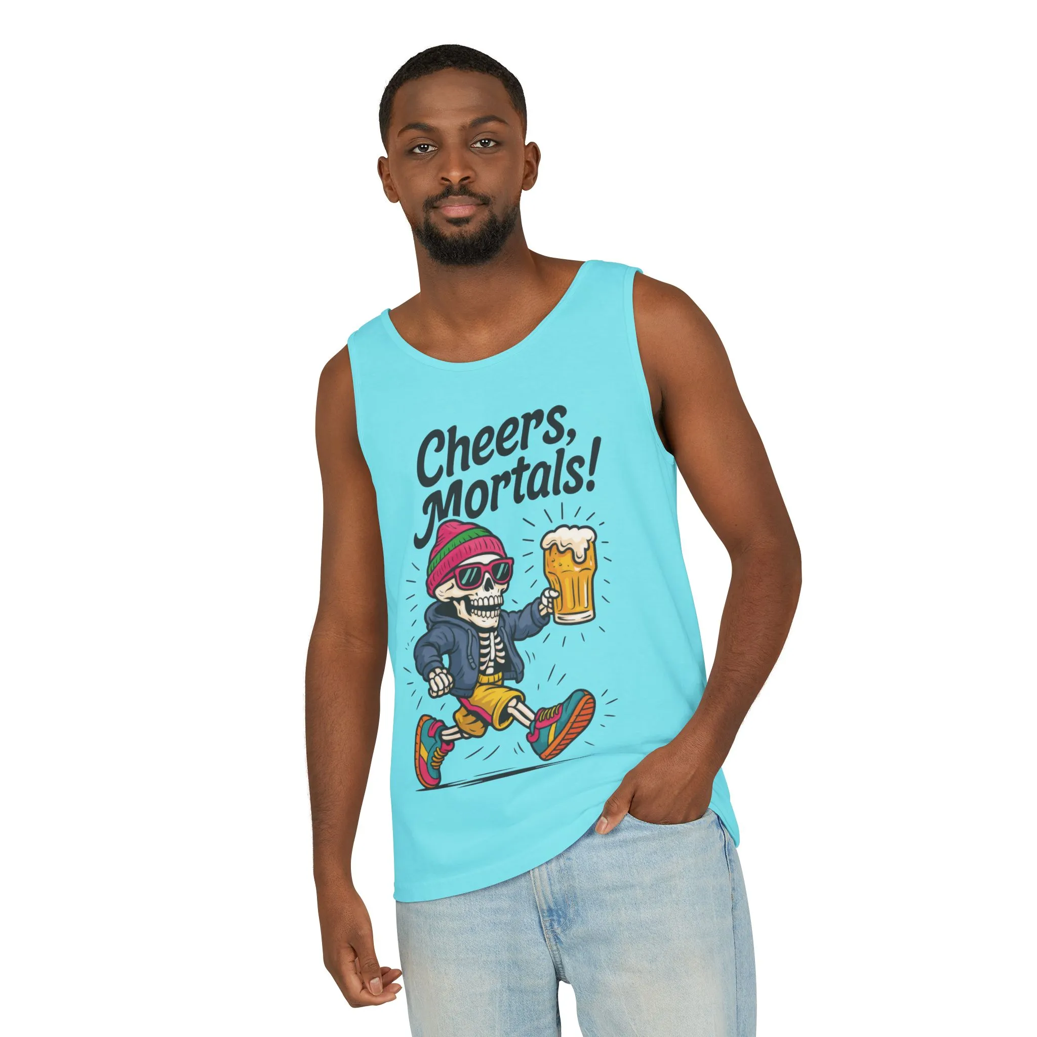 Cheers Mortals! Mens Tank Top, Funny Skeleton Beer Graphic Tee, Drinking Humor Shirt, Party Gift for Him, Halloween Tank, Beer Lovers Gift - Image 41