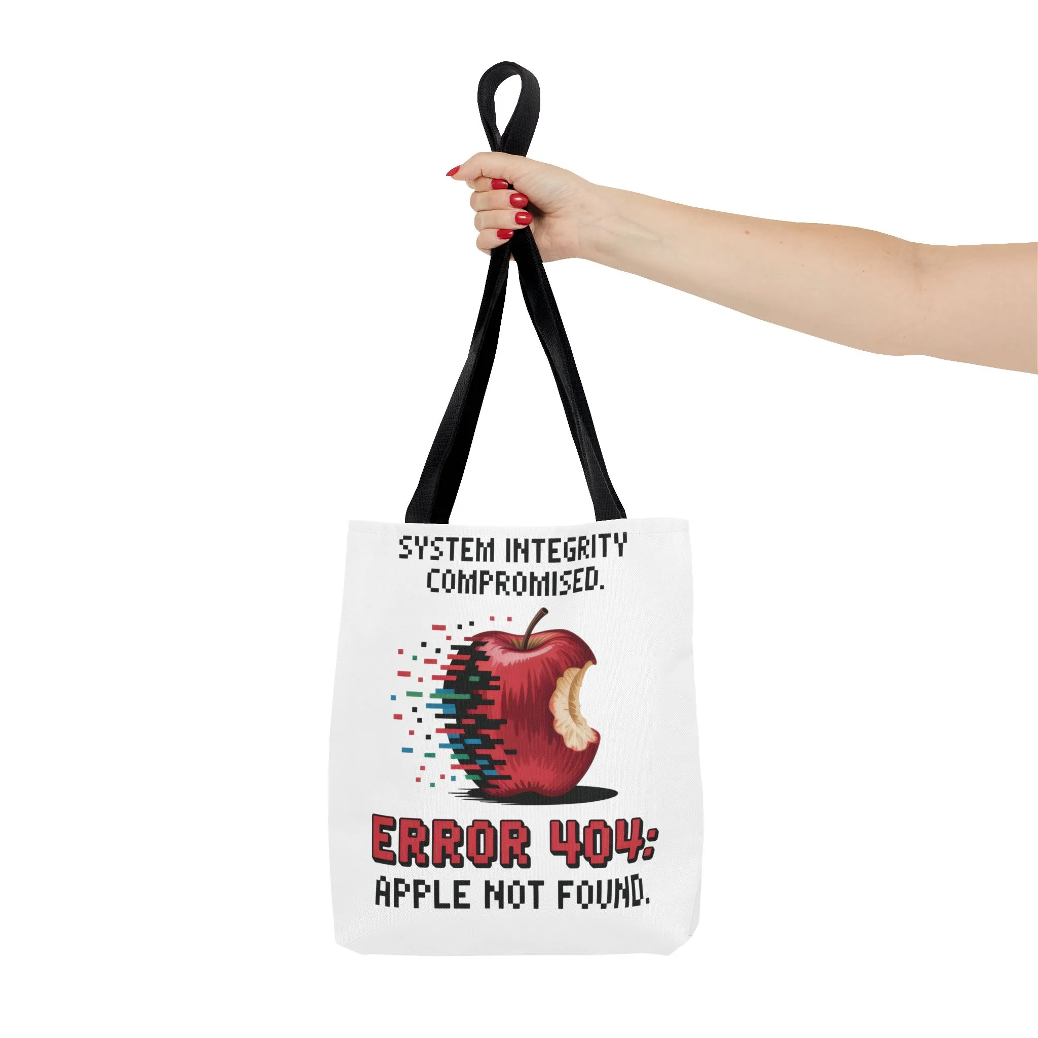 Error 404 Apple Tote Bag, Geek Tote, Funny Shopping Bag, Gift for Tech Lovers, Apple Lovers Tote, Digital Design Bag, Weekender Bag, Beach Bag, Large Canvas Bag - Image 9