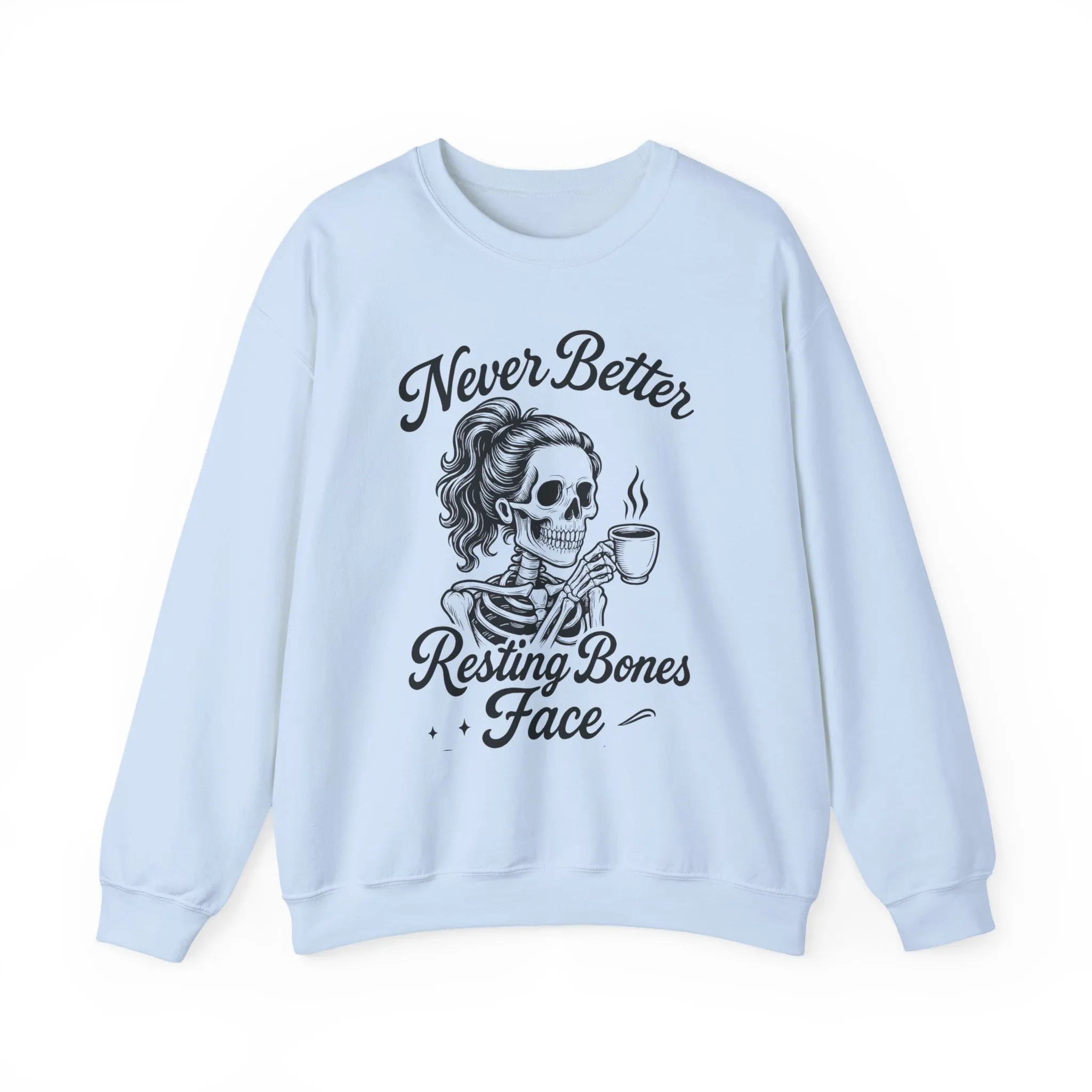 Skull Coffee Lovers Crewneck Sweatshirt, Womens, Perfect for Halloween, Cozy Outfit, Gift for Friends, Relaxing Days, Coffee Enthusiasts - Image 16