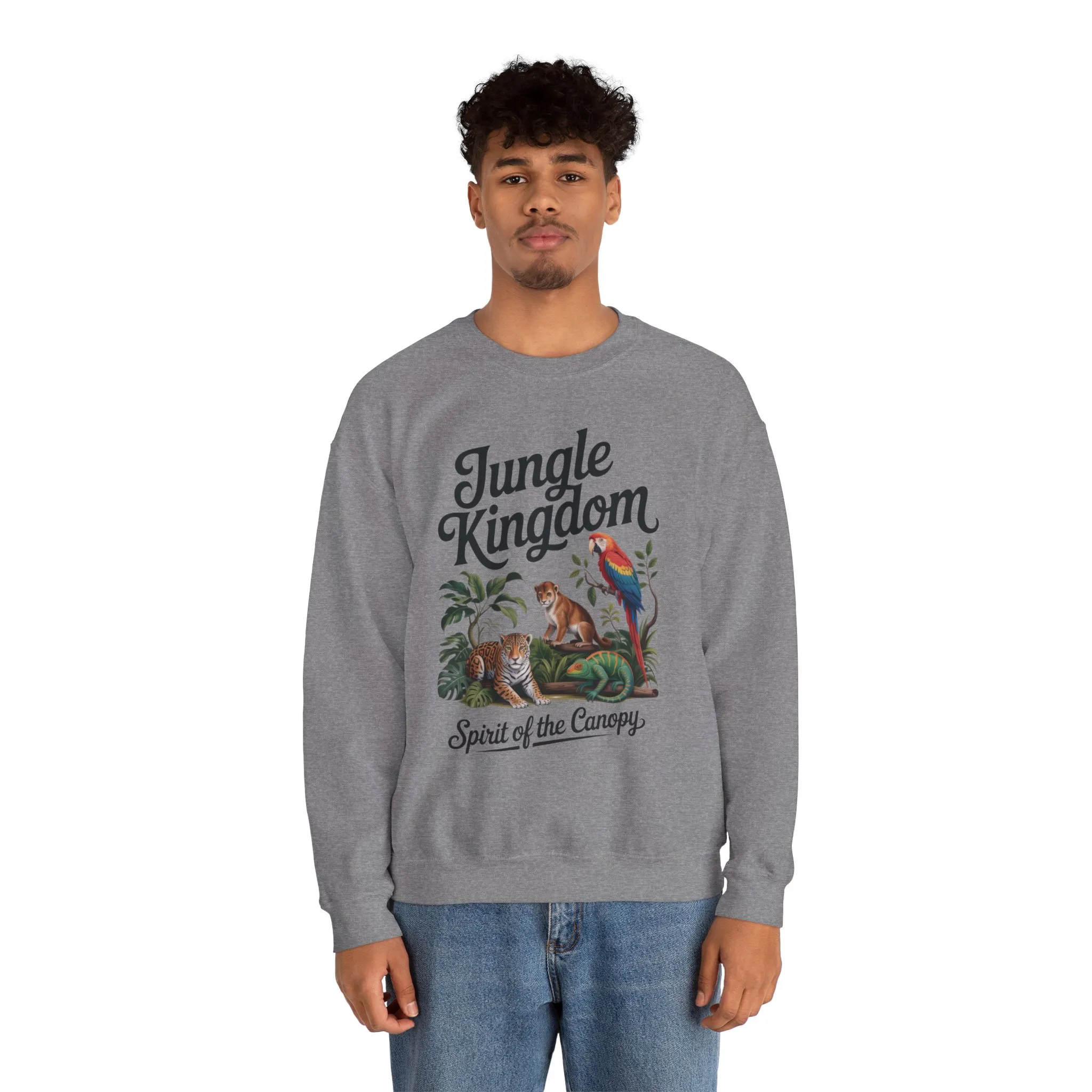 Jungle Kingdom Mens Sweatshirt, Cozy Jungle Crewneck, Nature Lover Gift, Wildlife Artwork, Eco-Conscious Apparel, Animal Enthusiast Clothing - Image 14