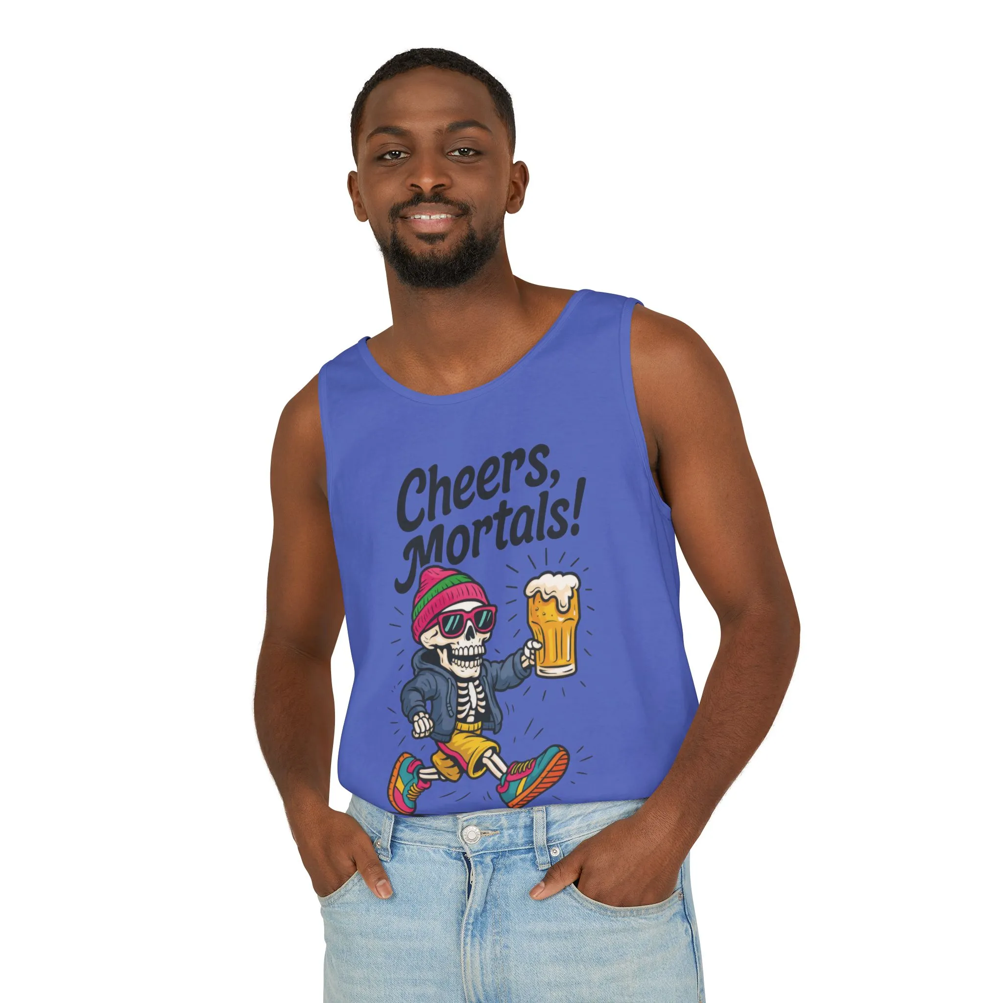 Cheers Mortals! Mens Tank Top, Funny Skeleton Beer Graphic Tee, Drinking Humor Shirt, Party Gift for Him, Halloween Tank, Beer Lovers Gift - Image 45