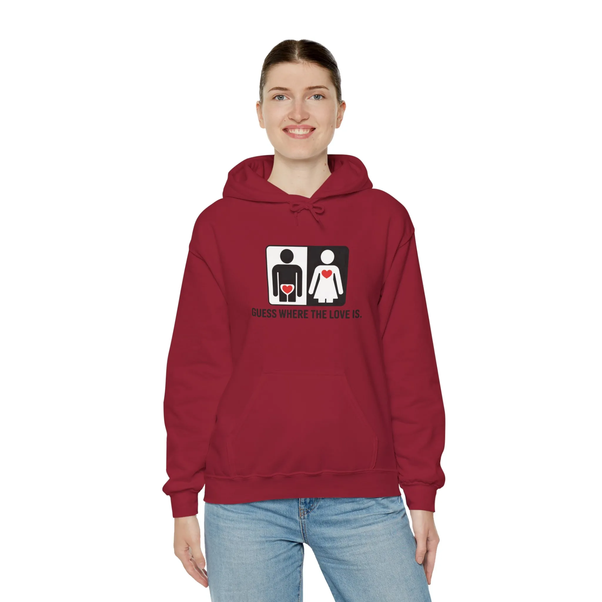 Guess Where the Love Is Hoodie, Cute Couples Hoodie, Valentines Day Gift, Matching Outfits, Witty Relationship Hoodie, Love Joke Graphic - Image 4