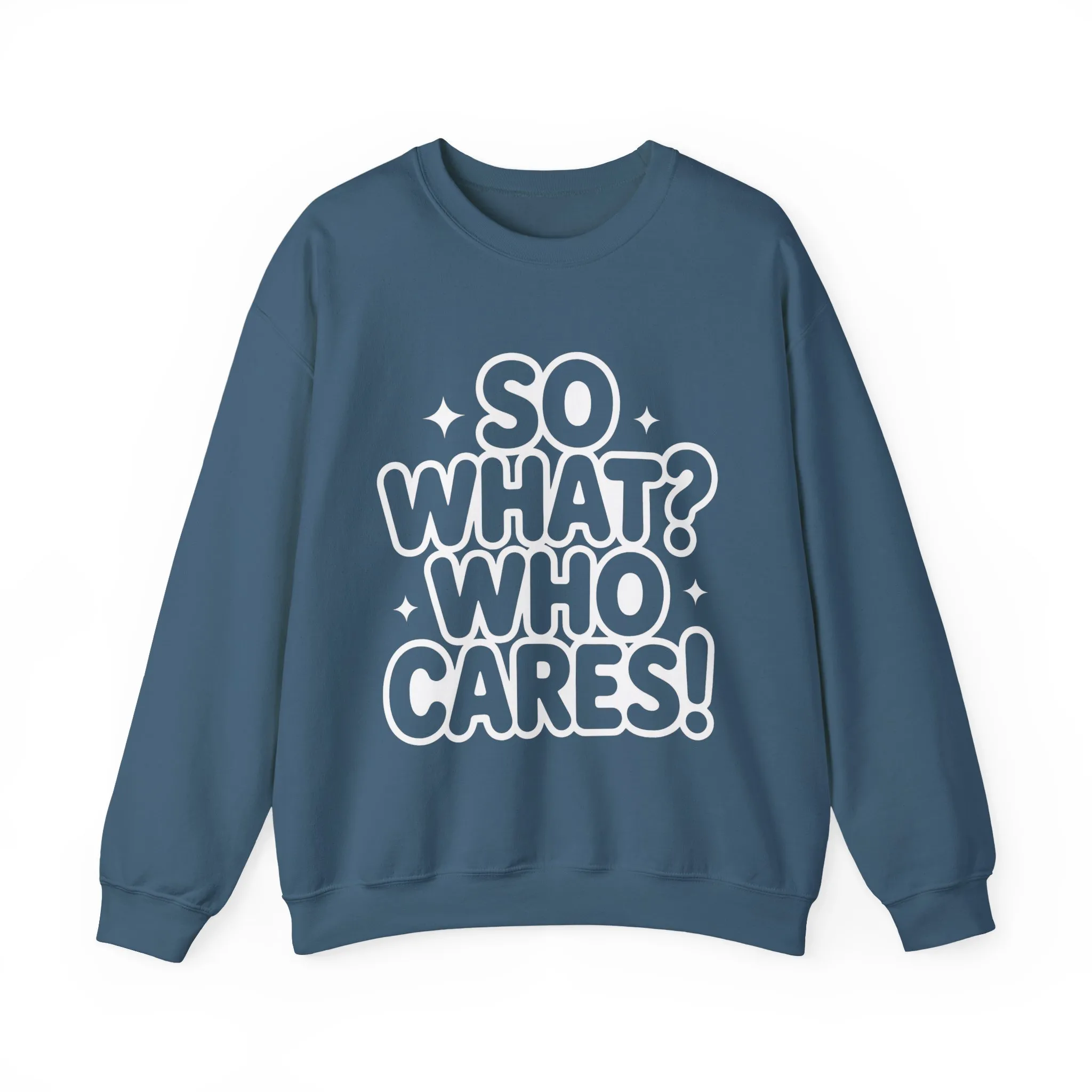 Trendy Womens Crewneck Sweatshirt with 'So What? Who Cares!' Print, Funny Typography Sweater, Sassy Graphic Sweater for Women - Image 31