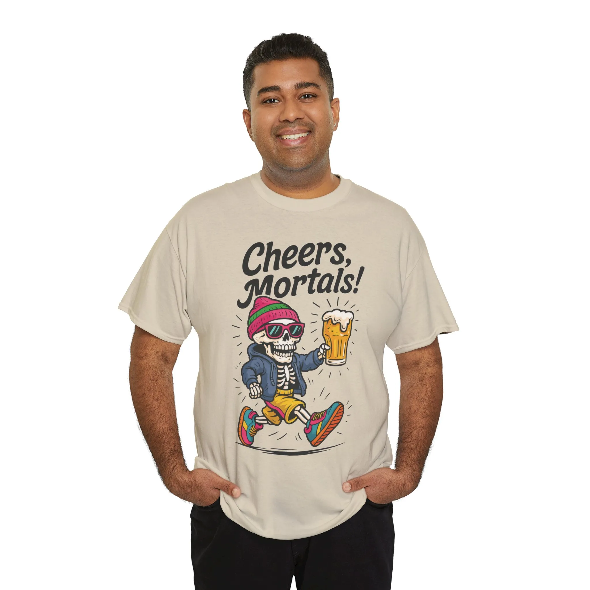 Cheers, Mortals! Mens Tee, Funny Skeleton Beer Graphic Tee, Cool Drinking Humor Shirt, Party Gift for Him, Halloween Tee, Beer Lovers Gift - Image 11