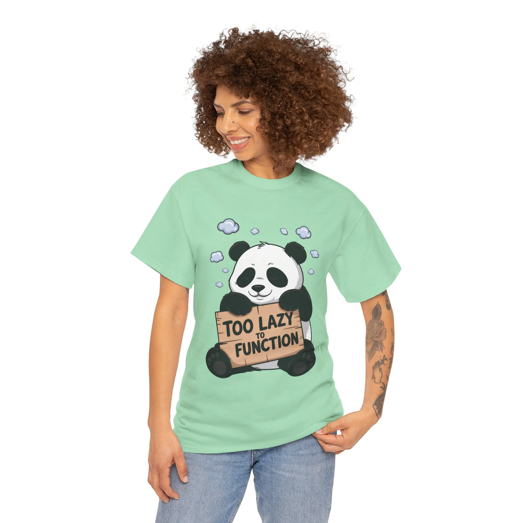 Too Lazy to Function Panda Tee, Unisex Cotton T-Shirt, Funny Shirt, Casual Wear, Gift for Sloth Lovers, Relaxed Vibe - Image 14