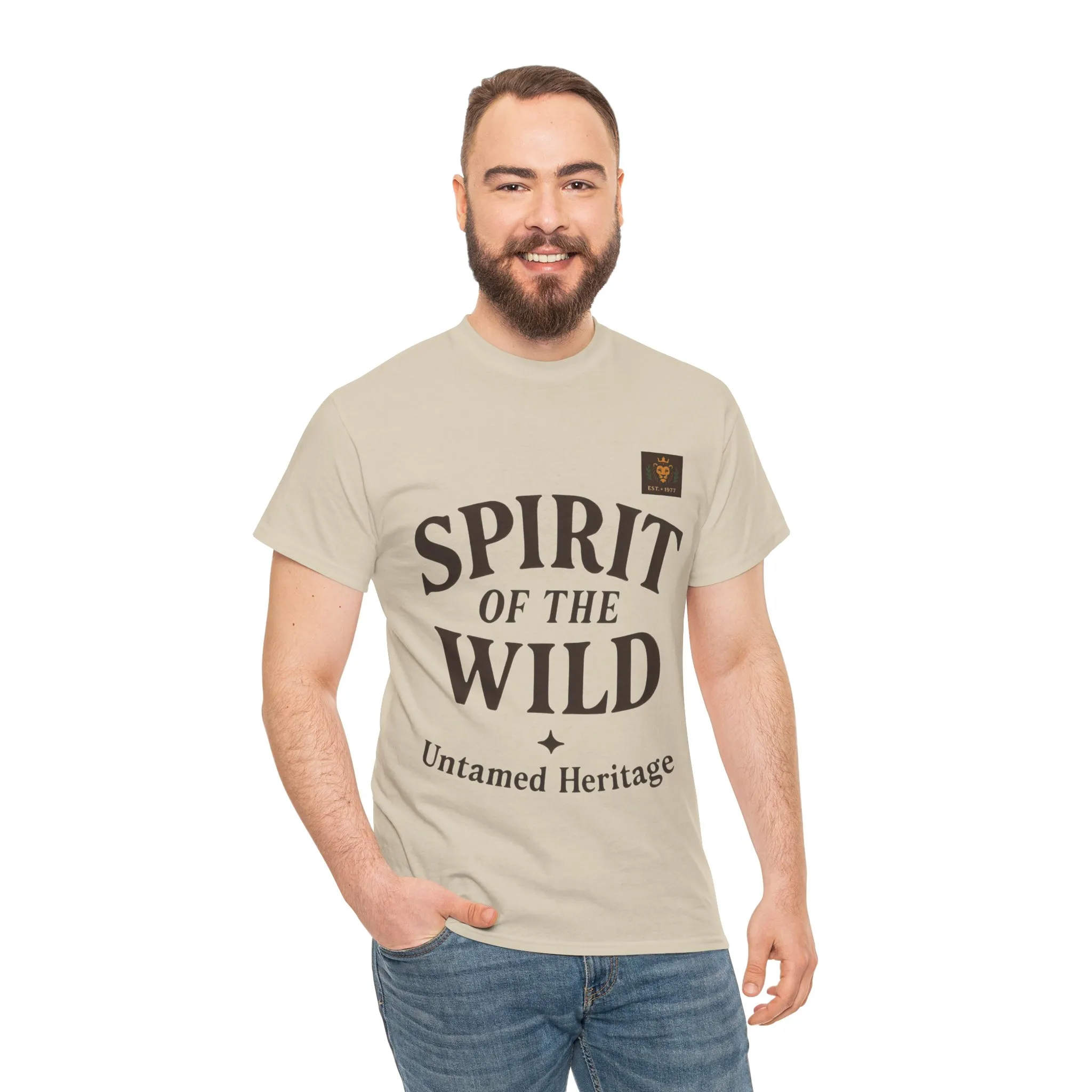 Spirit of the Wild Mens Heavy Cotton Tee, Nature Lover Gift, Outdoor Adventure Shirt, Unisex Tee, Casual Wear, Unique Graphic Apparel - Image 3