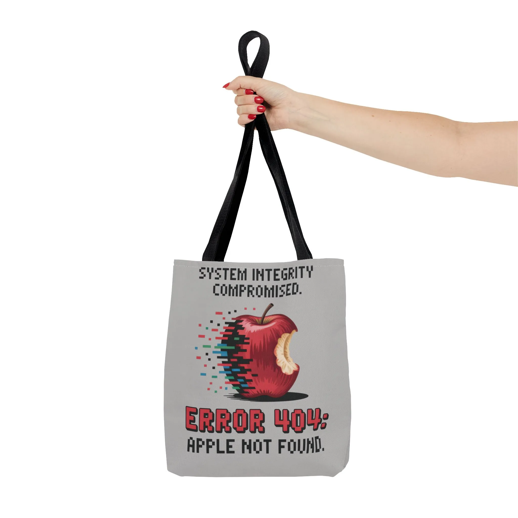 Error 404 Apple Tote Bag, Geek Tote, Funny Shopping Bag, Gift for Tech Lovers, Apple Lovers Tote, Digital Design Bag, Large Tote Bag, Weekender Bag, Beach Bag - Image 4