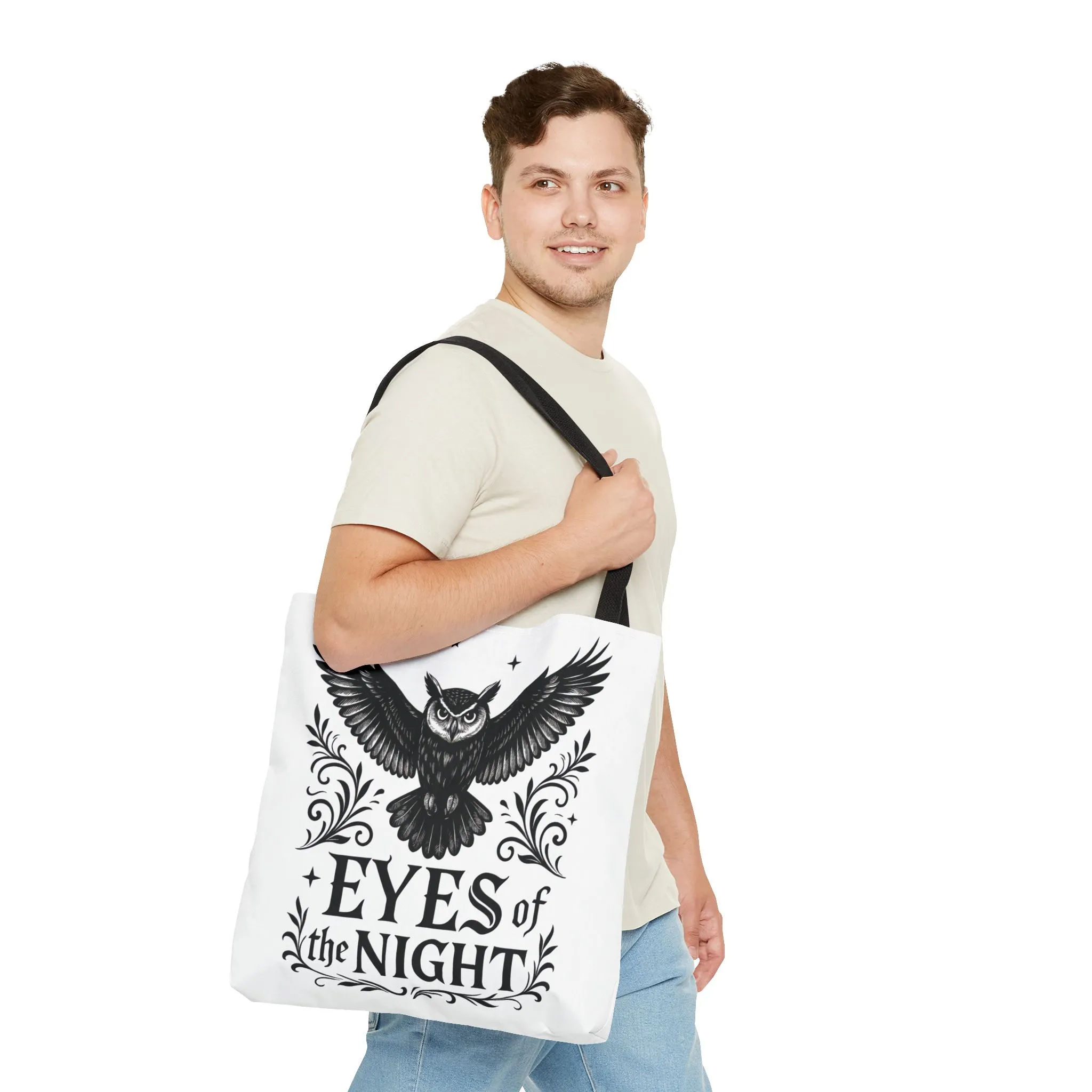 Eyes of the Night Owl Tote Bag, Artsy Shopping Bag, Eco-Friendly Carryall, Unique Gift for Animal Lovers, Halloween Decor, Beach Tote - Image 3