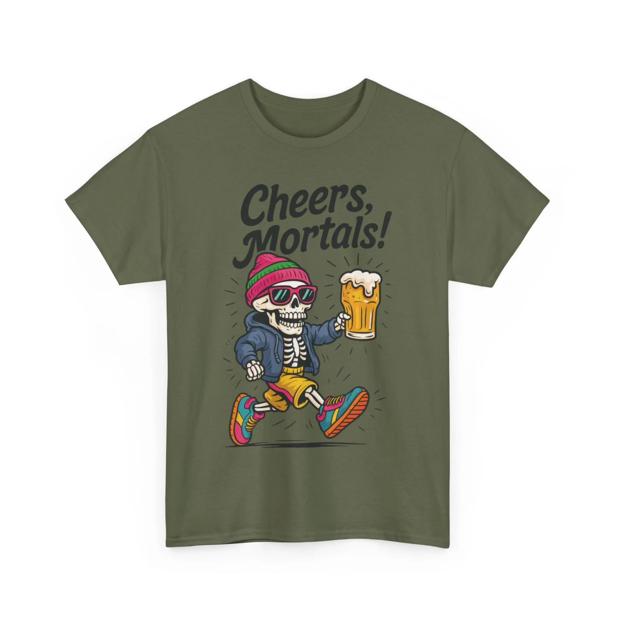Cheers, Mortals! Mens Tee, Funny Skeleton Beer Graphic Tee, Cool Drinking Humor Shirt, Party Gift for Him, Halloween Tee, Beer Lovers Gift - Image 45