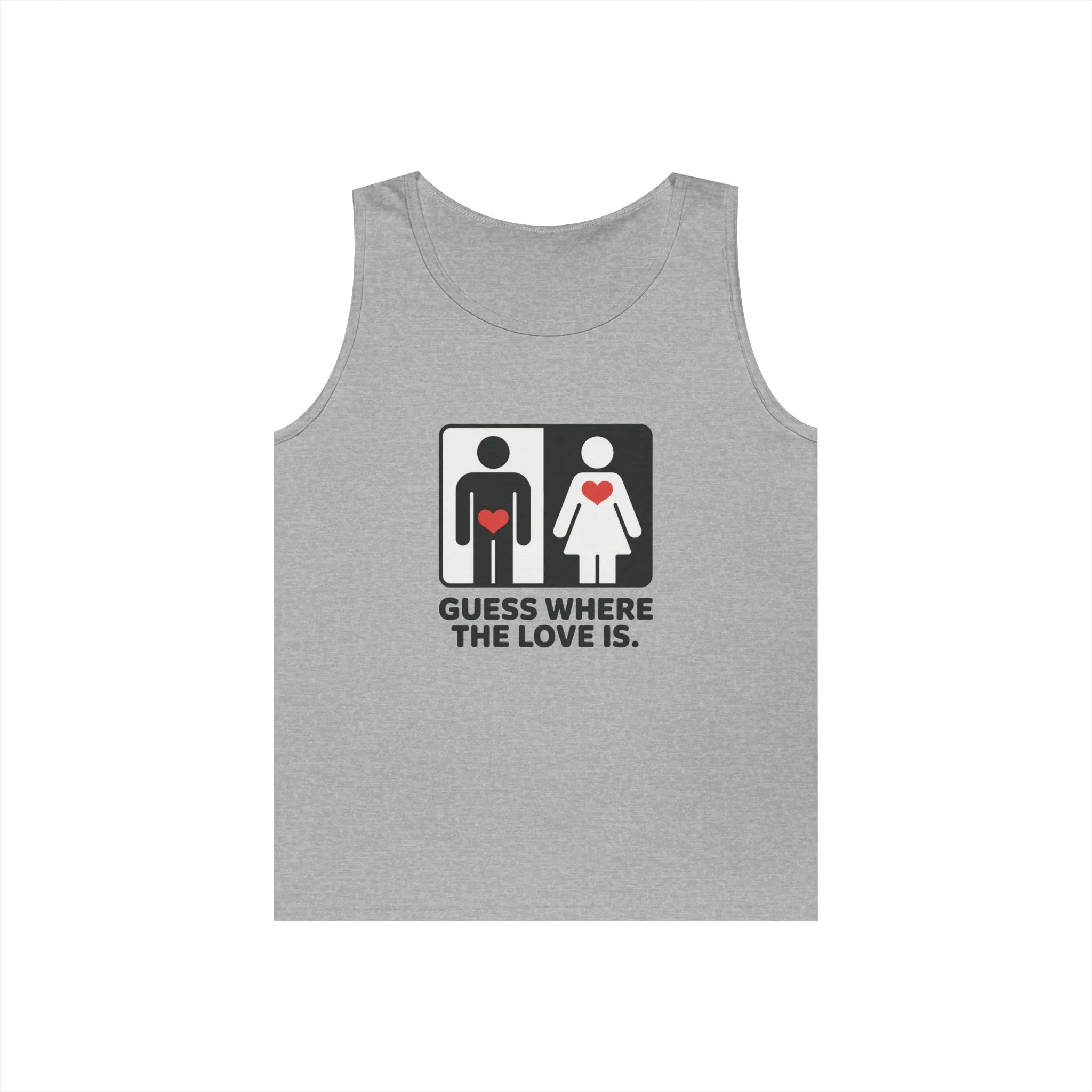 Cute Guess Where The Love Is Mens Tank, Couples Gift, Valentines Day Gift, Relationship Humor Shirt, Funny Tank for Him, Bold Love Joke Tank - Image 5
