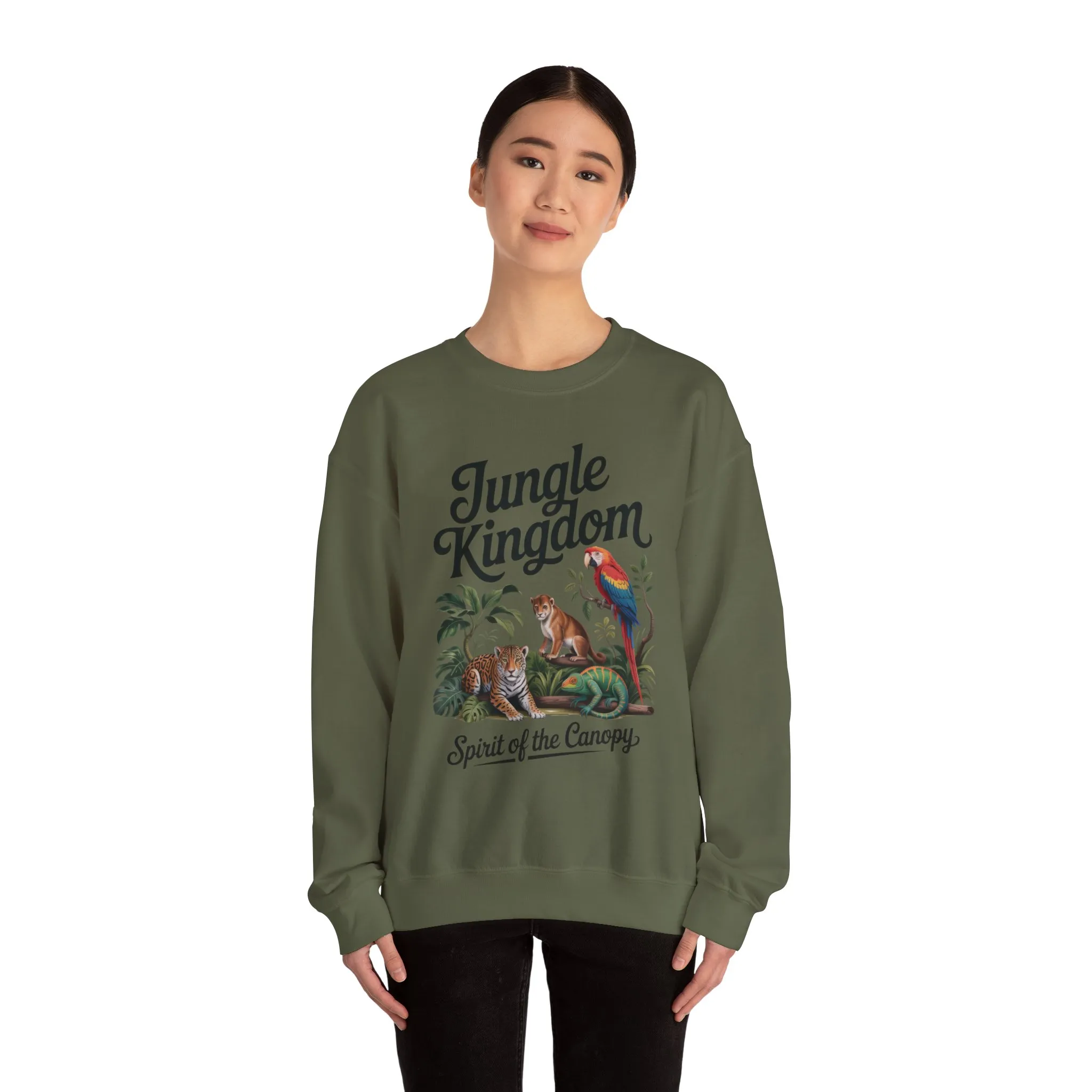 Jungle Kingdom Womens Sweatshirt, Cozy Jungle Crewneck, Nature Lover Gift, Wildlife Artwork, Eco-Conscious Apparel, Animal Enthusiast Clothing - Image 11