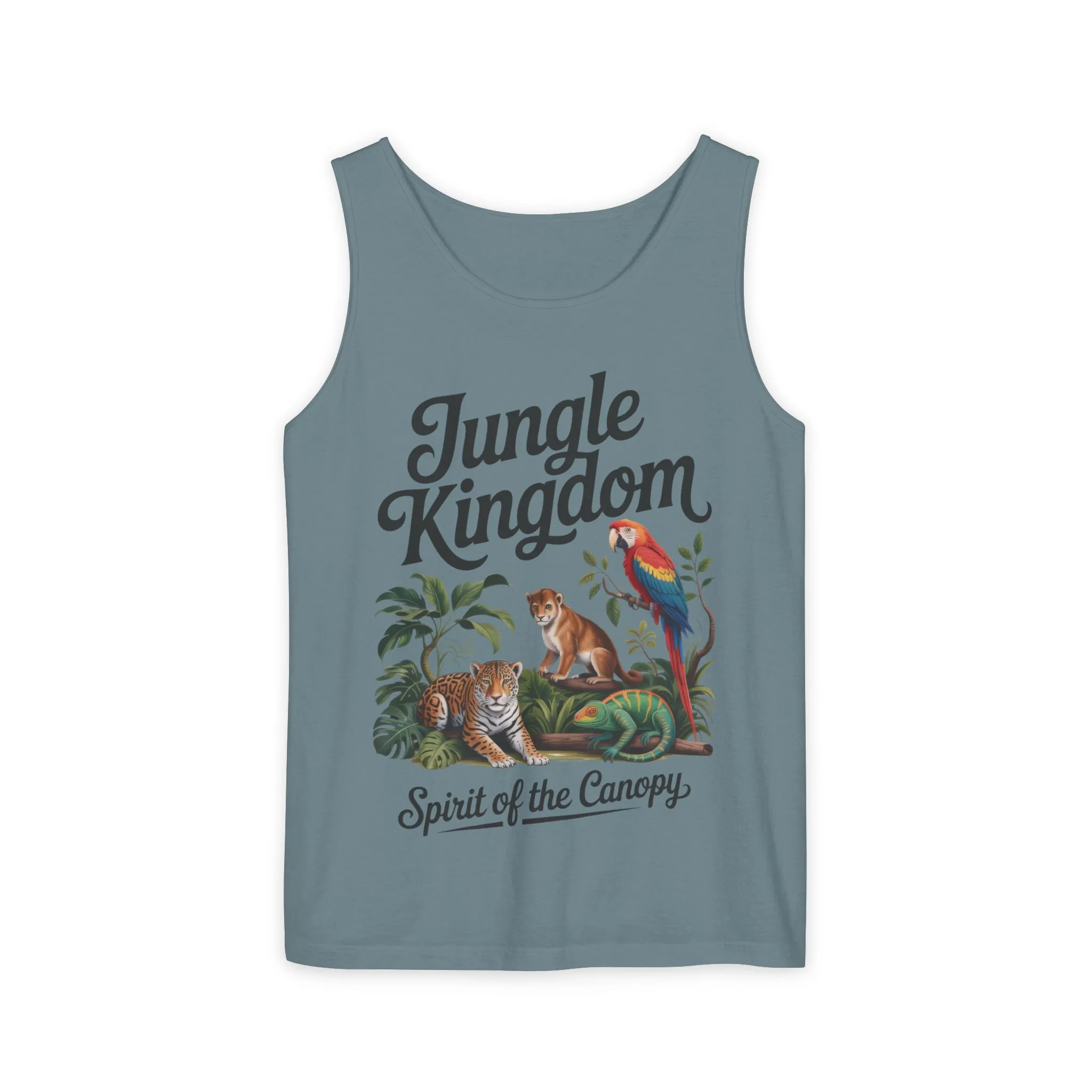 Jungle Kingdom Tank Top, Mens Garment-Dyed Sleeveless Shirt, Spirit of the Canopy Tee, Summer Outfit, Eco-Friendly Casual Wear - Image 27