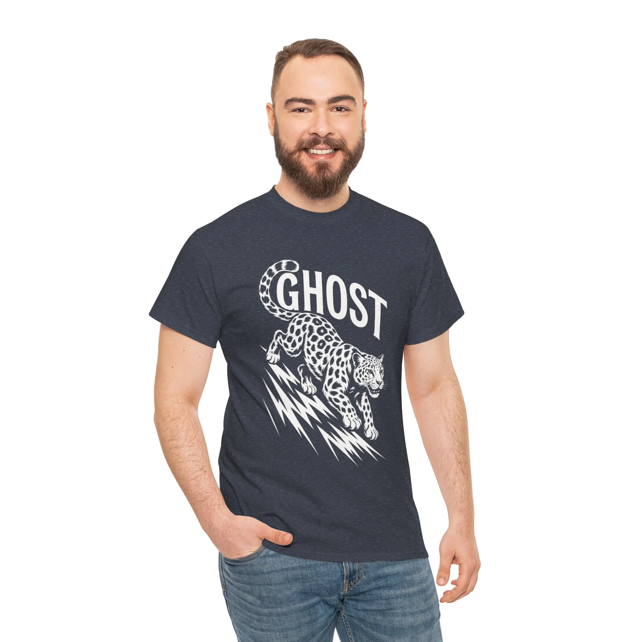 Ghost Leopard Graphic Tee, Mens T-Shirt, Casual Wear, Animal Print Top, Gift for Cat Lovers, Halloween Outfit - Image 35