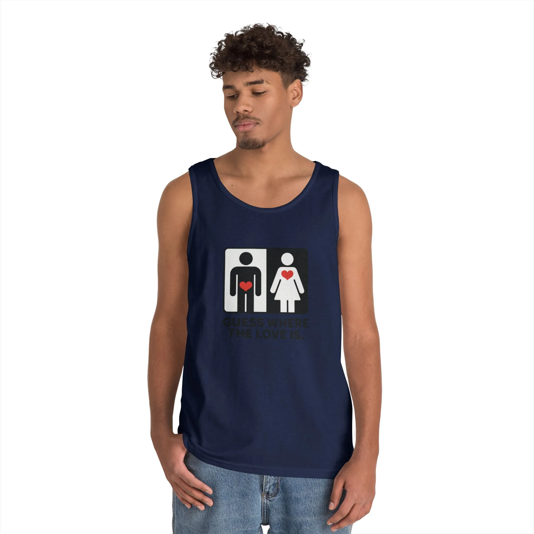 Cute Guess Where The Love Is Mens Tank, Couples Gift, Valentines Day Gift, Relationship Humor Shirt, Funny Tank for Him, Bold Love Joke Tank - Image 14