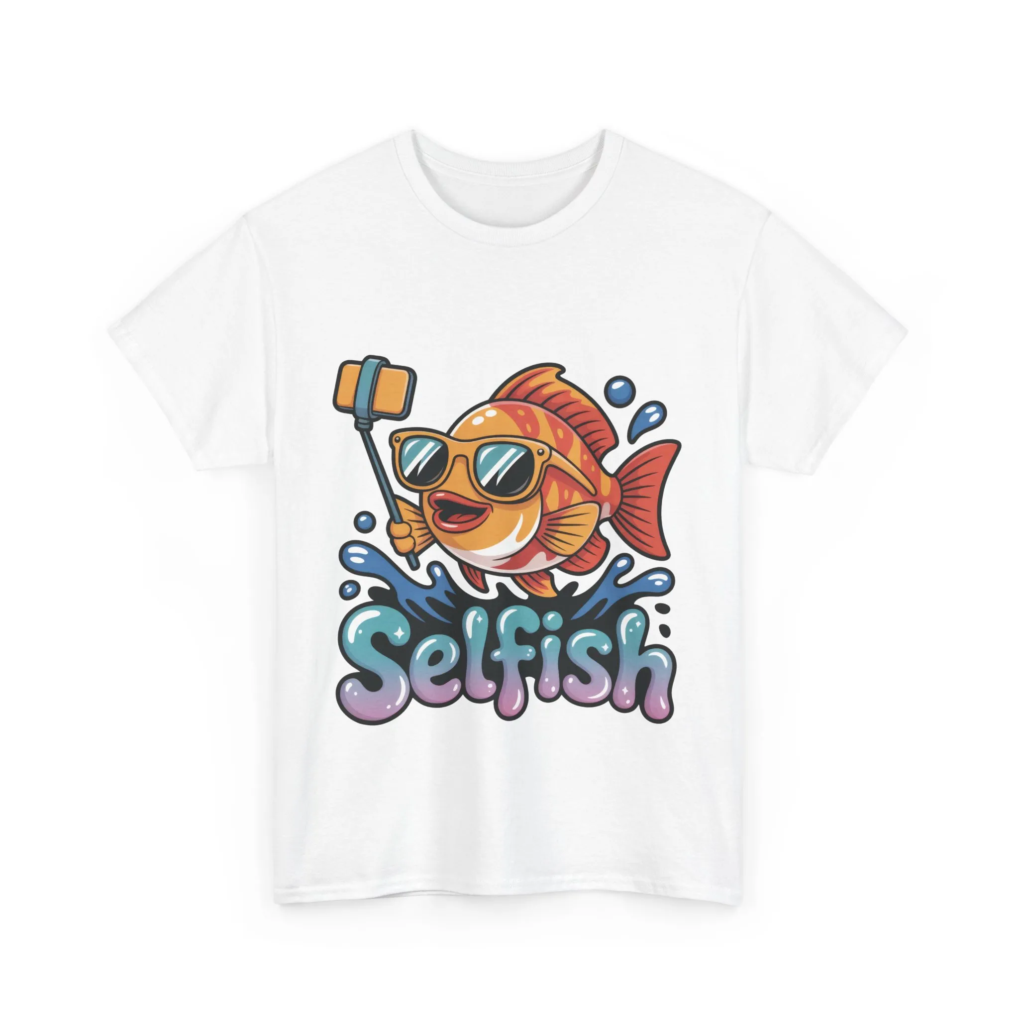Funny Selfie Fish Graphic Womens T-Shirt, Playful Pun Gift for Her, Summer Vibes, Unique Beach Shirt, Outdoor Adventures - Image 4