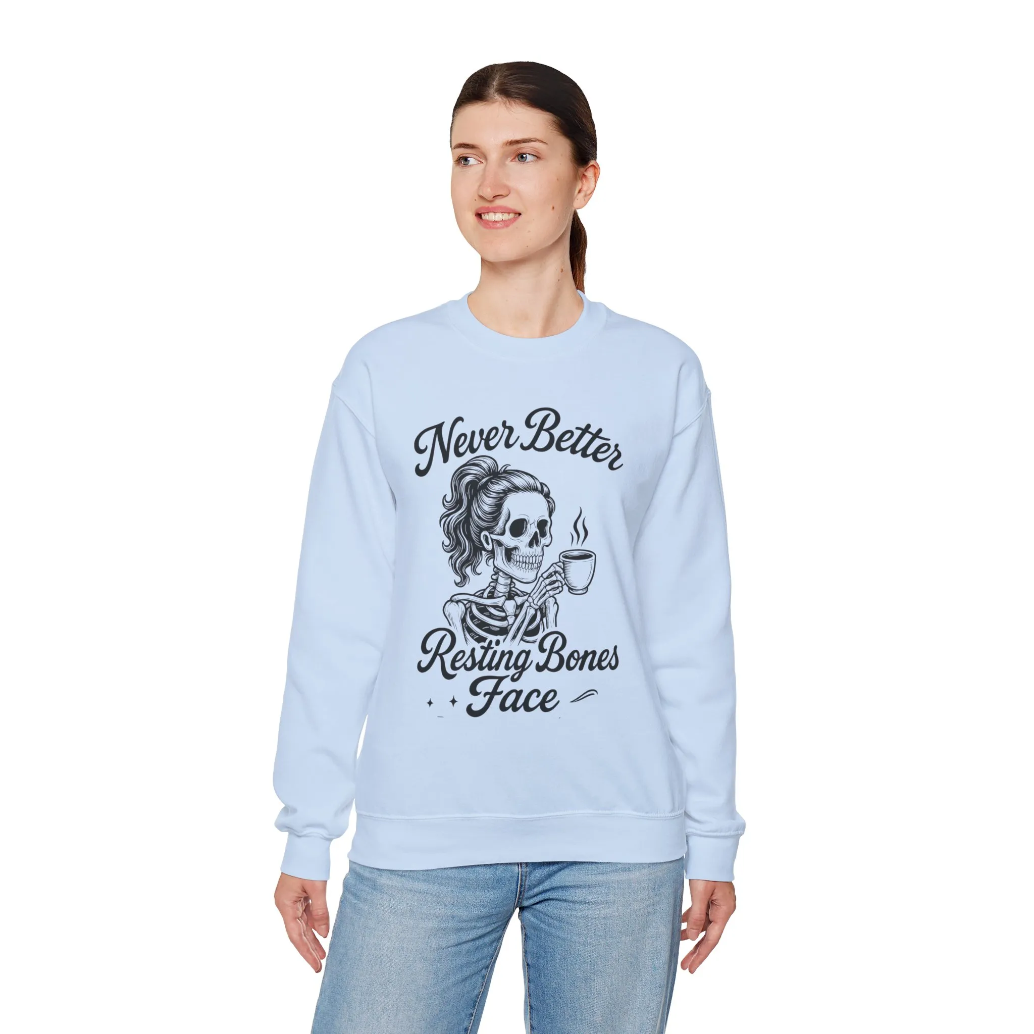 Skull Coffee Lovers Crewneck Sweatshirt, Womens, Perfect for Halloween, Cozy Outfit, Gift for Friends, Relaxing Days, Coffee Enthusiasts - Image 18