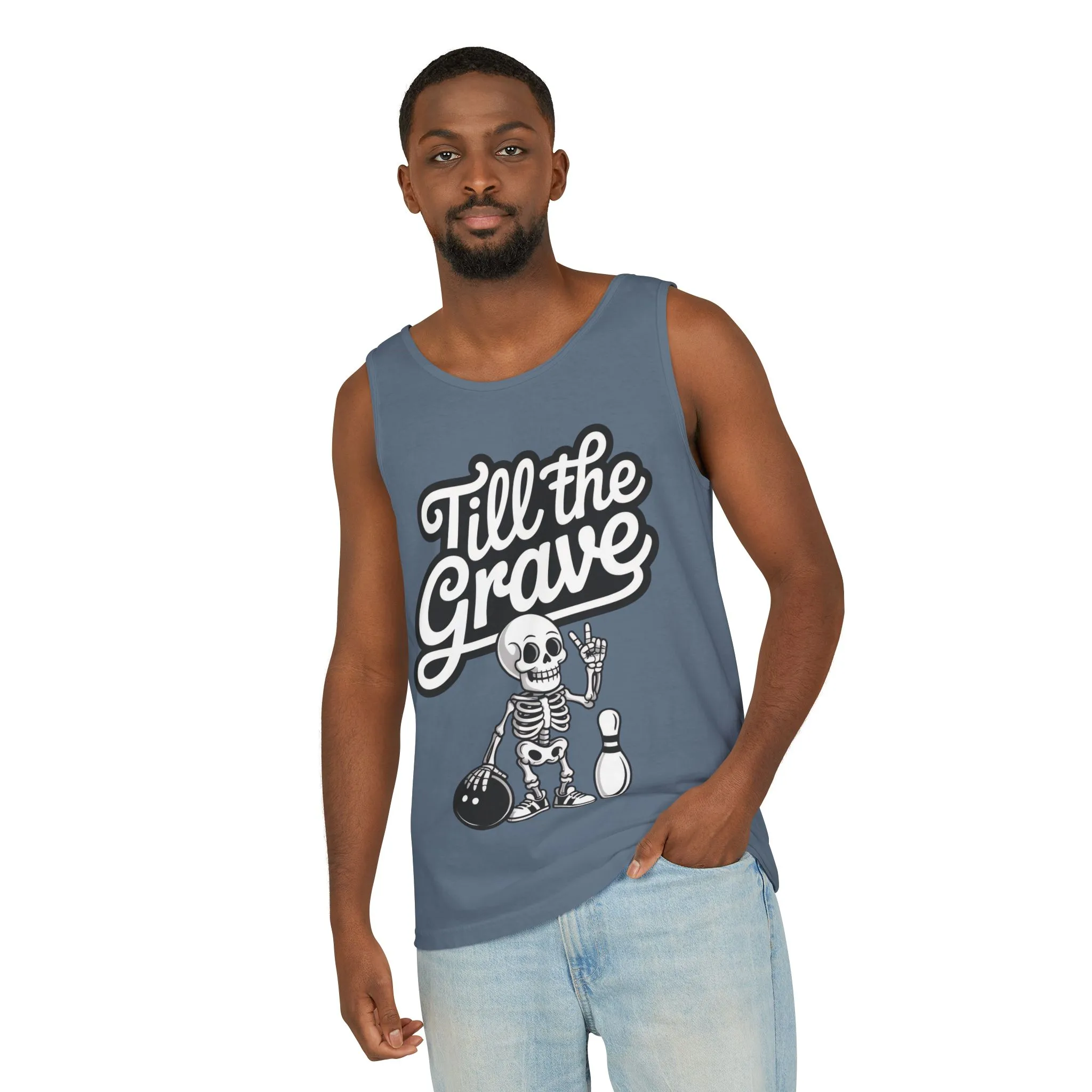 Funny Skeleton Bowling Tank Top, Halloween Apparel, Casual Summer Style, Cool Bowler Skull Workout Top, Strike Till the End - Image 12