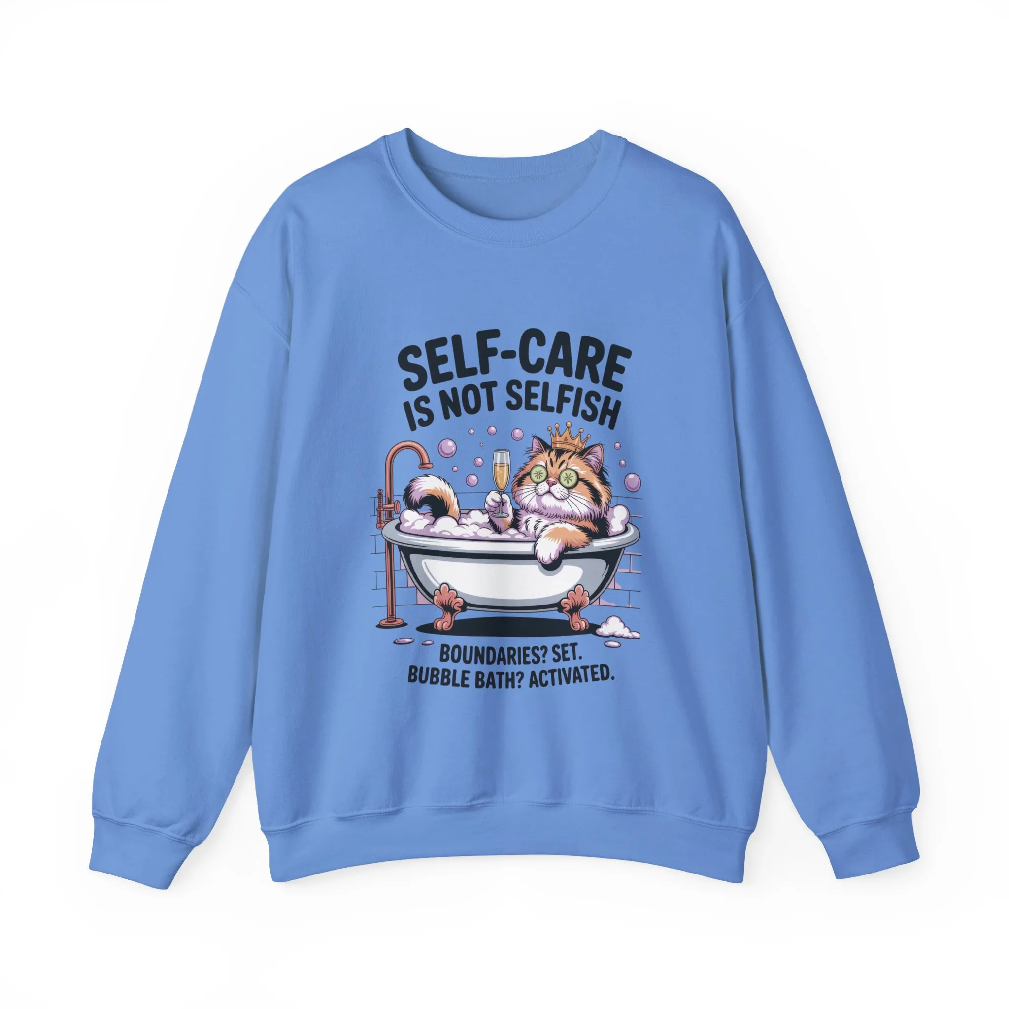 Womens Crewneck Sweatshirt, Self-Care Cat Shirt, Funny Cat Tee, Relaxing Kitty Graphic, Self Care Is Not Selfish Womens Sweatshirt - Image 13