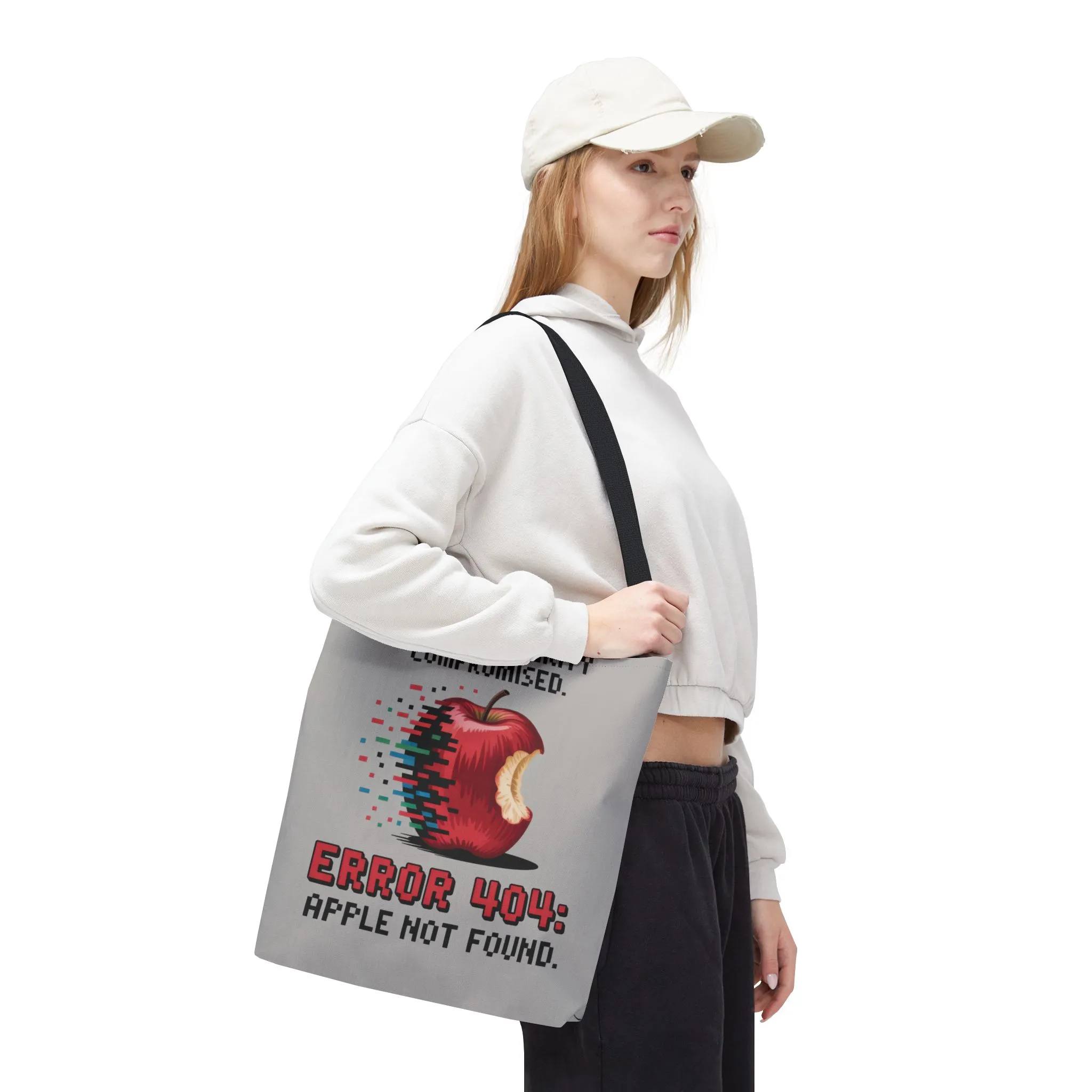 Error 404 Apple Tote Bag, Geek Tote, Funny Shopping Bag, Gift for Tech Lovers, Apple Lovers Tote, Digital Design Bag, Large Tote Bag, Weekender Bag, Beach Bag - Image 10