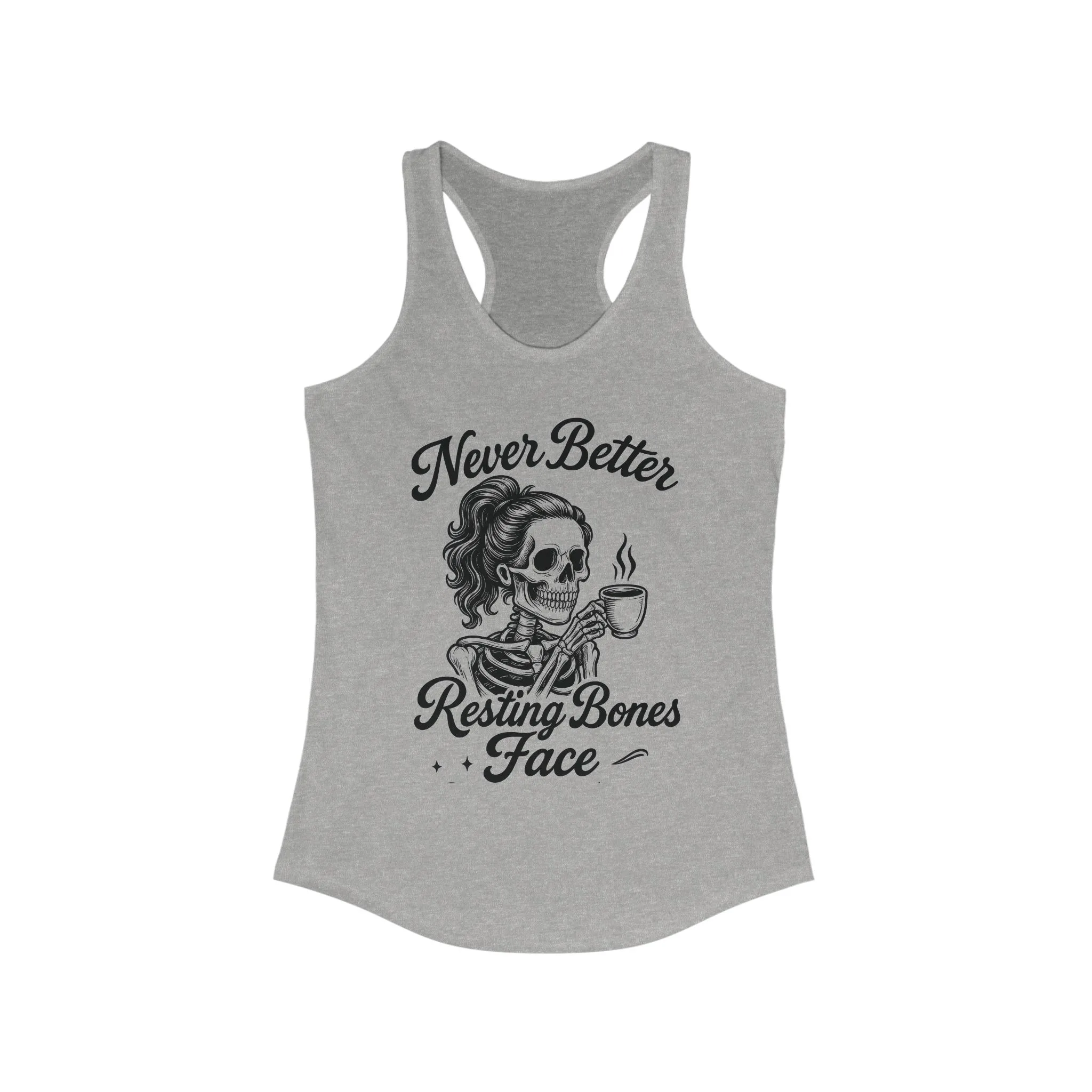 Skull Coffee Tank Top, Women's Racerback, Summer Workout Wear, Halloween Gift, Casual Graphic Tee, Self-Care Fashion - Image 7