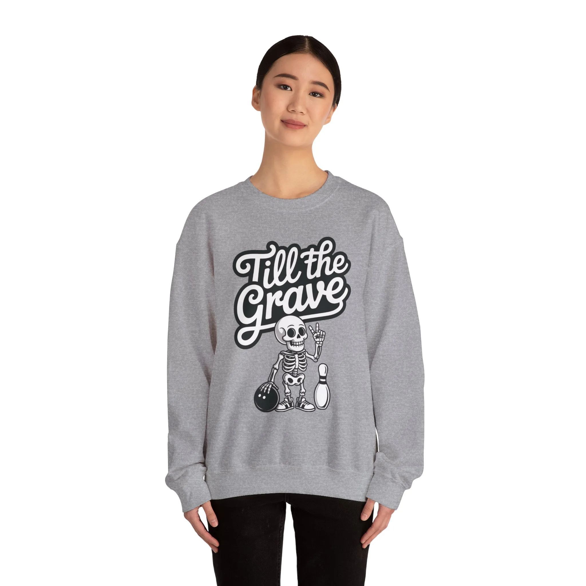 Funny Skeleton Bowling Sweatshirt, Womens Crewneck, Halloween Gift, Casual Wear, Till the Grave Sweatshirt, Bowling Lover Apparel - Image 5
