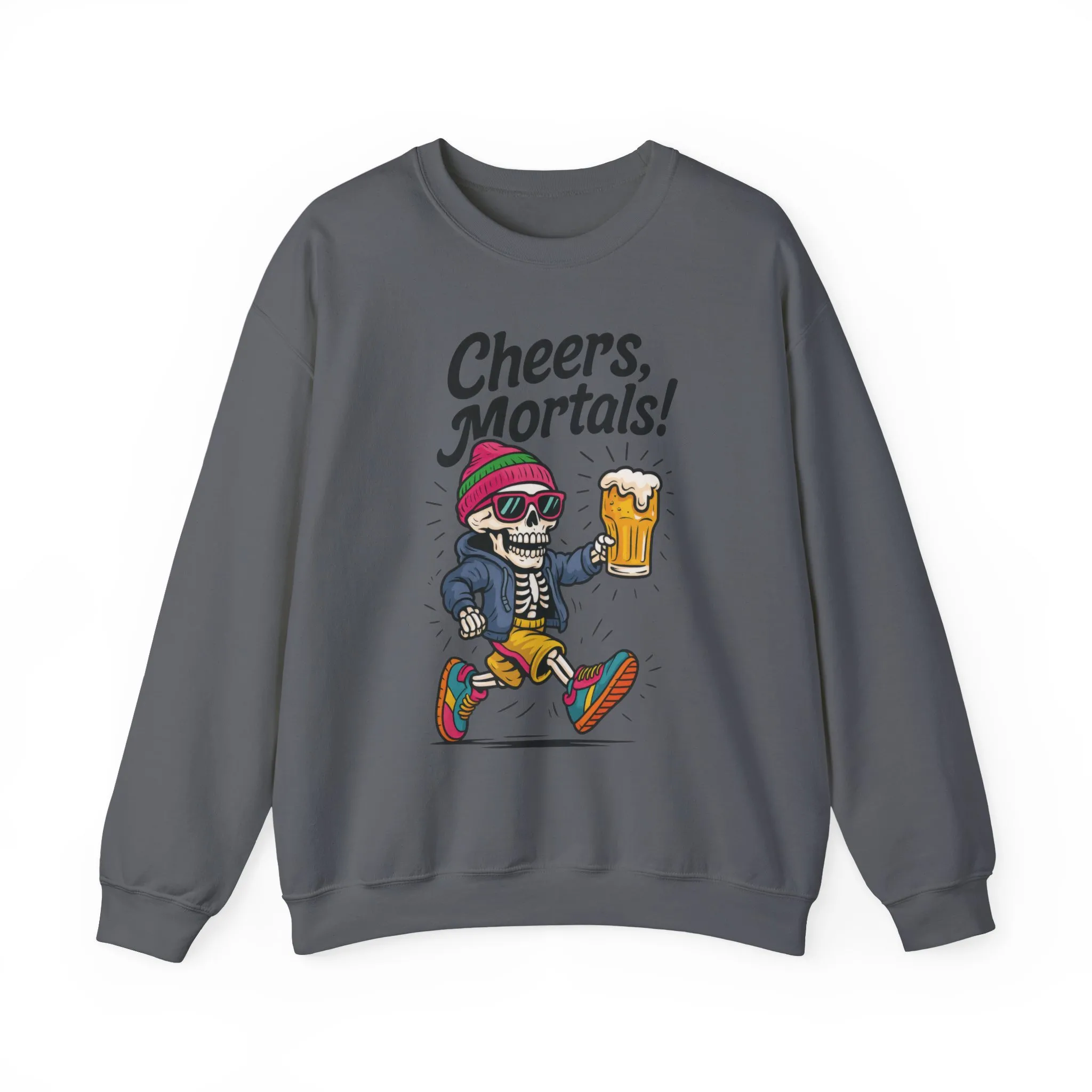 Cheers Mortals! Mens Crewneck Sweatshirt, Skeleton Beer Pullover with Hood, Drinking Humor Sweatshirt, Party Gift for Him, Halloween Apparel - Image 22