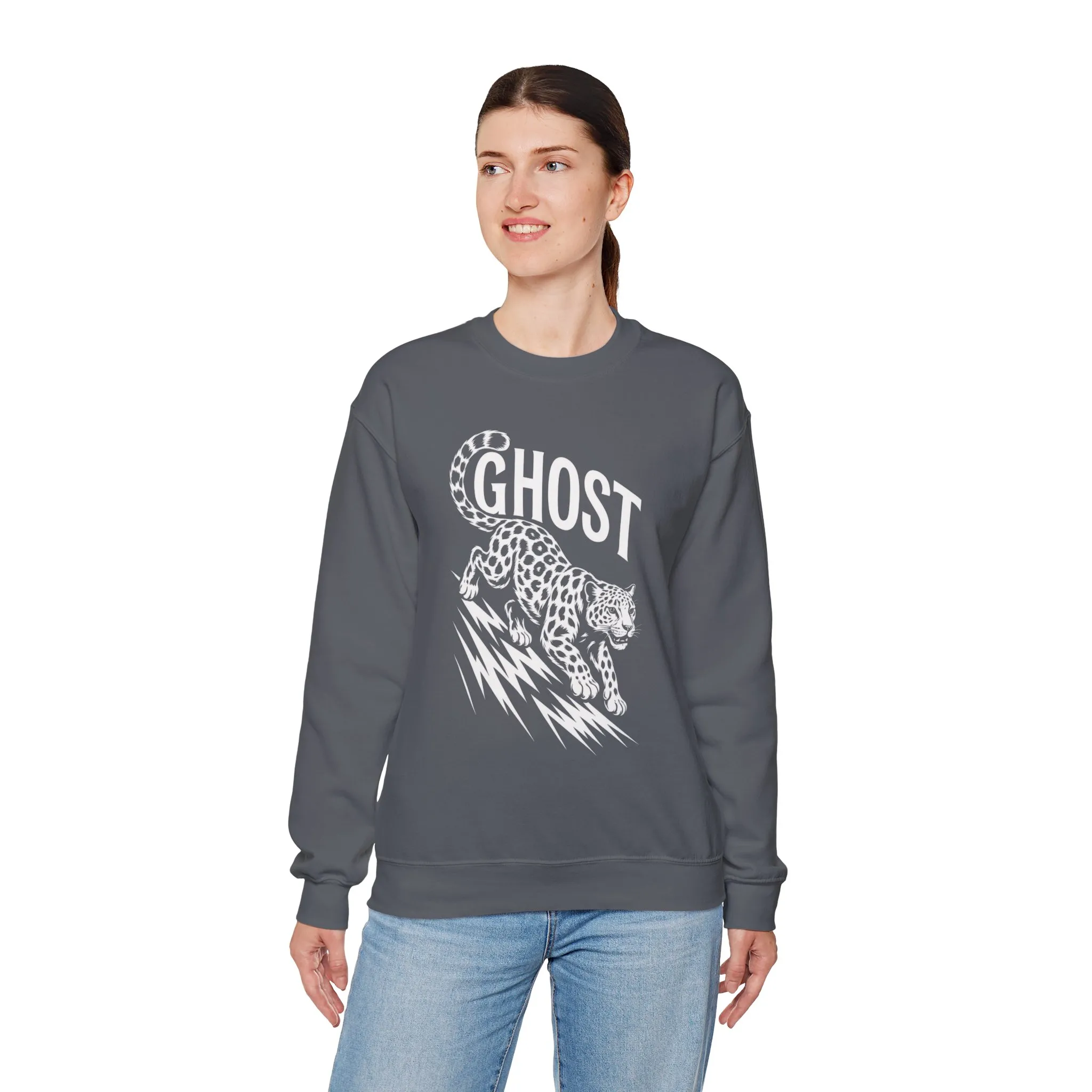 Ghost Leopard Crewneck Sweatshirt, Unisex Fashion, Cozy Casual Wear, Graphic Sweatshirt, Wild Animal Art, Gift for Animal Lovers - Image 21