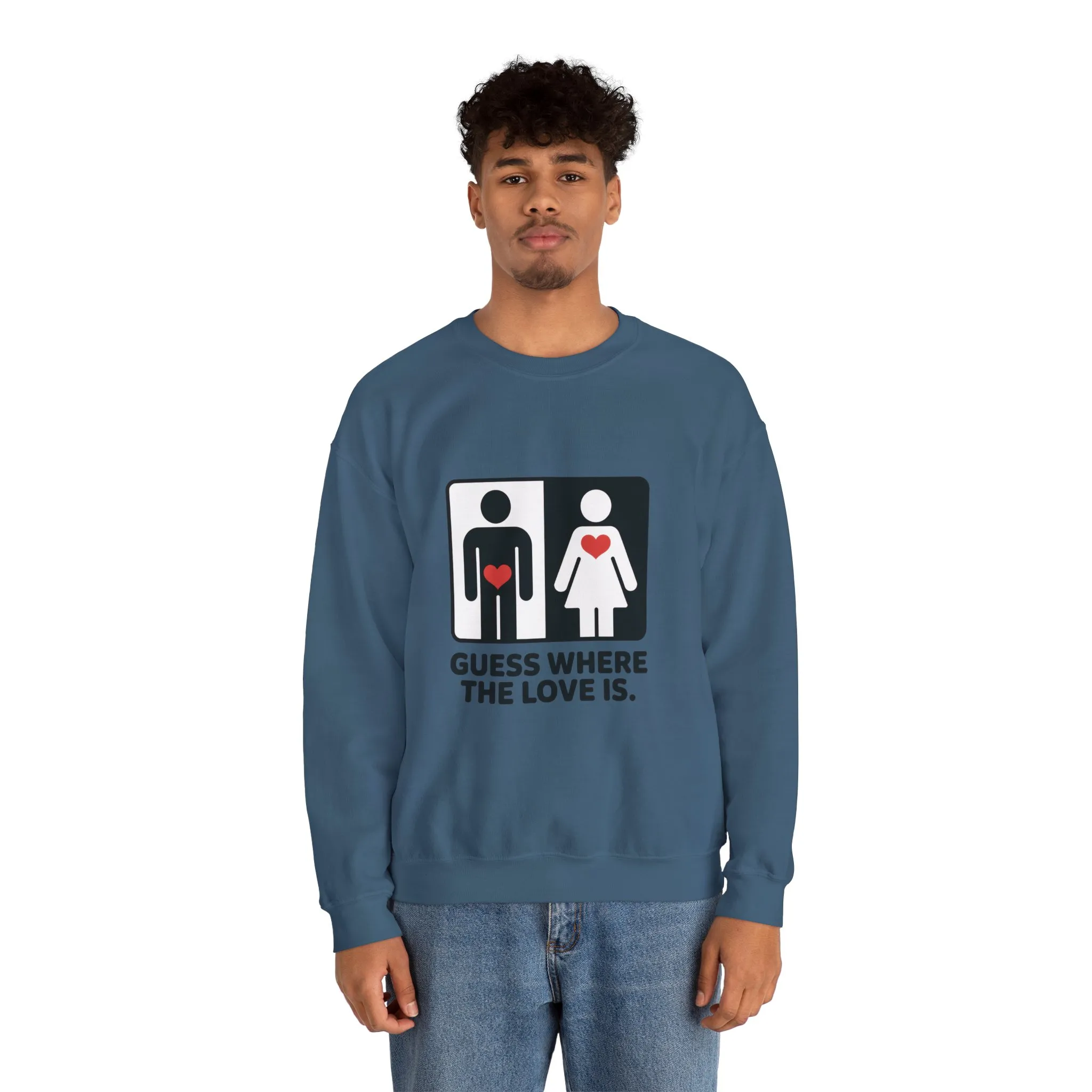 Guess Where the Love Is Mens Crewneck Sweatshirt, Cute Couples Gift, Love Themed Apparel, Valentine's Day Apparel, Relationship Sweatshirt - Image 14