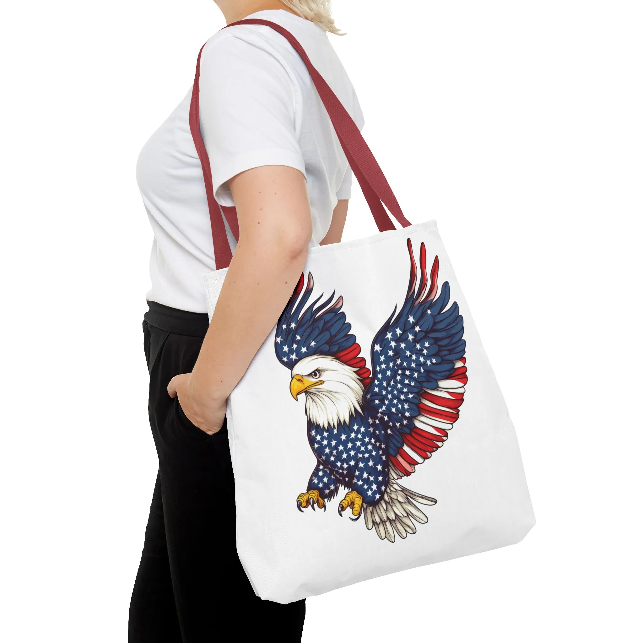 Patriotic Eagle Tote Bag, AOP, Perfect for July 4th, Festivals, Eco-Friendly Shopping, Gift for Nature Lovers, large canvas bag, beach bag - Image 16