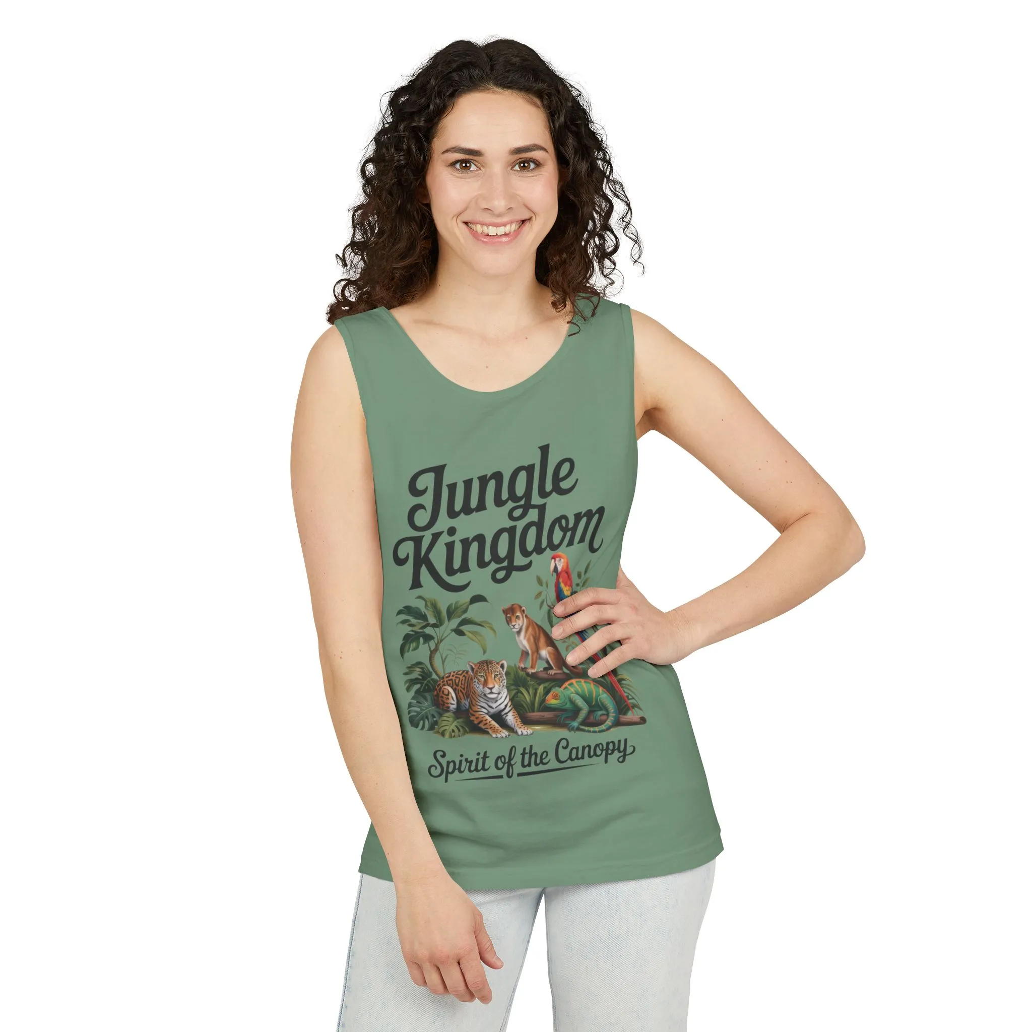 Jungle Kingdom Tank Top, Womens Garment-Dyed Sleeveless Shirt, Spirit of the Canopy Tee, Summer Outfit, Eco-Friendly Casual Wear - Image 8