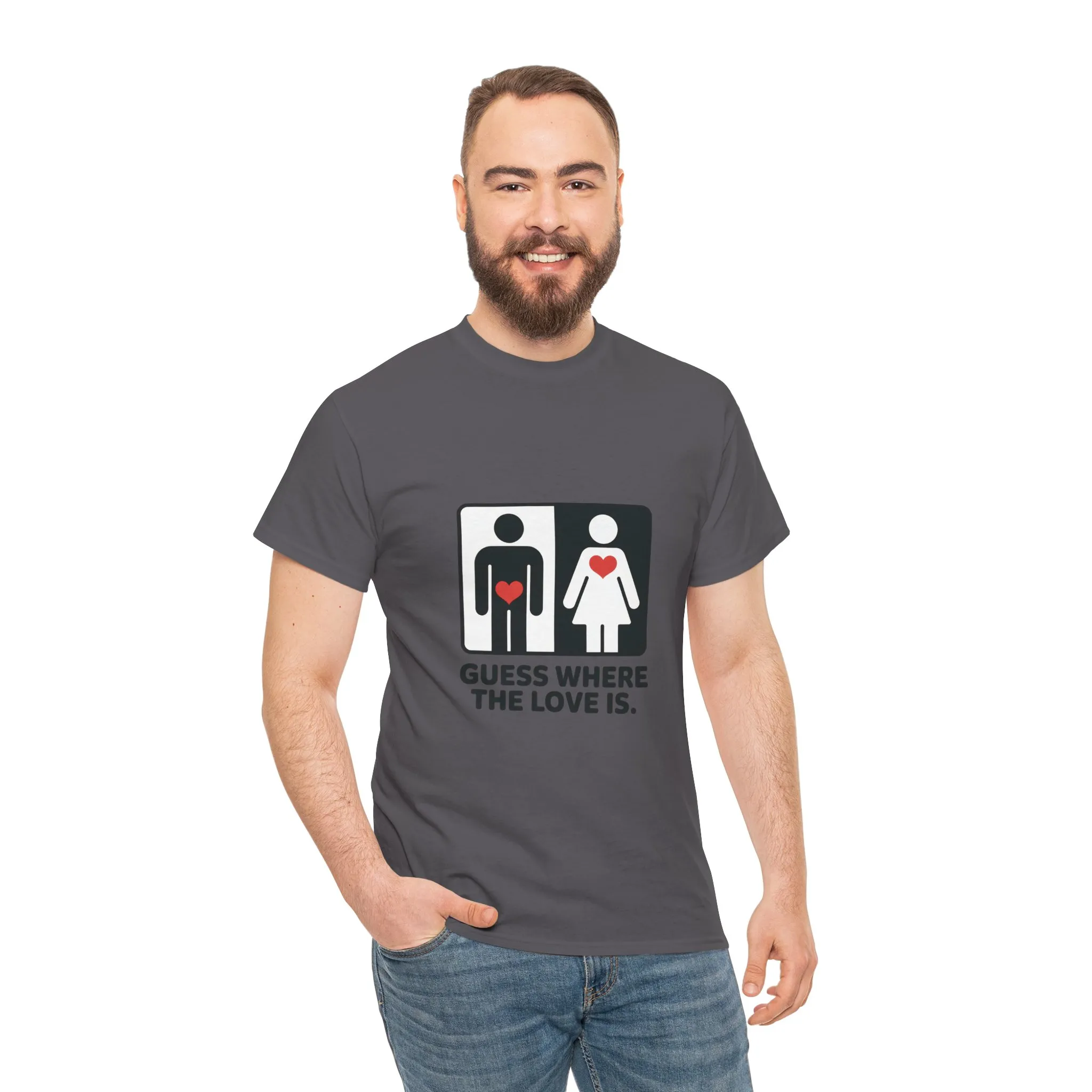 Guess Where The Love Is Mens Tee, Funny Couples Gift, Valentines Day Apparel, Relationship Humor Shirt, Graphic Tee for Him, Bold Love Joke Shirt - Image 20