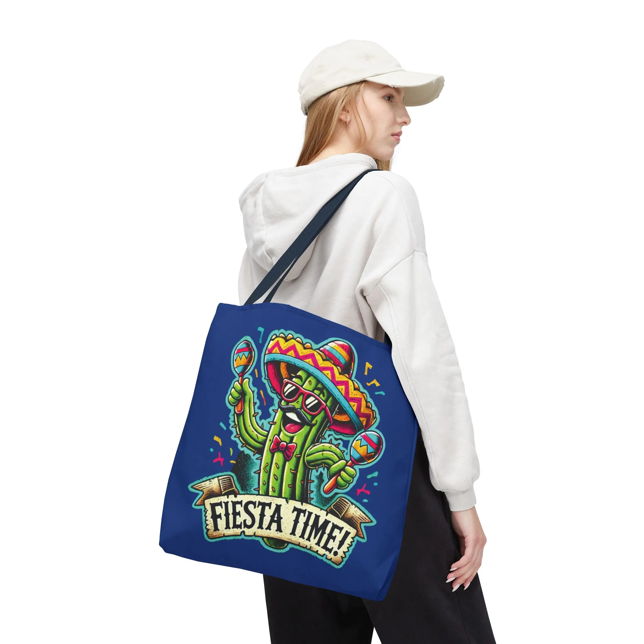 Fiesta Time Cactus Tote Bag, Funny Mexican Party Gift, Sombrero Maracas Print, Cinco de Mayo Bag, Summer Festival Tote, Beach Bag, Shopping - Image 5