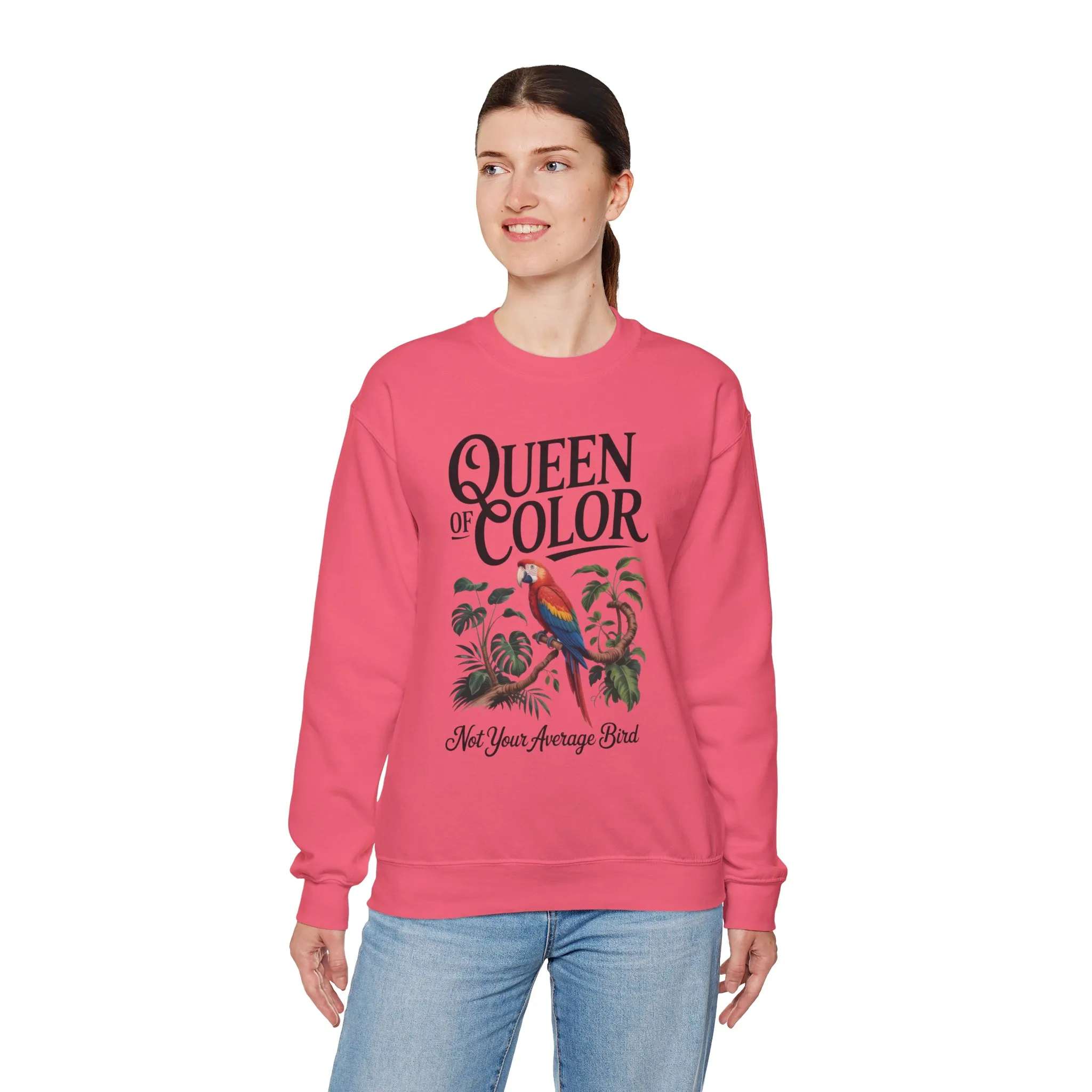 Vibrant Crewneck Womens Sweatshirt, Colorful Apparel, Bird Design, Cozy Layering, Gift for Nature Lovers, Fun Fashion - Image 21