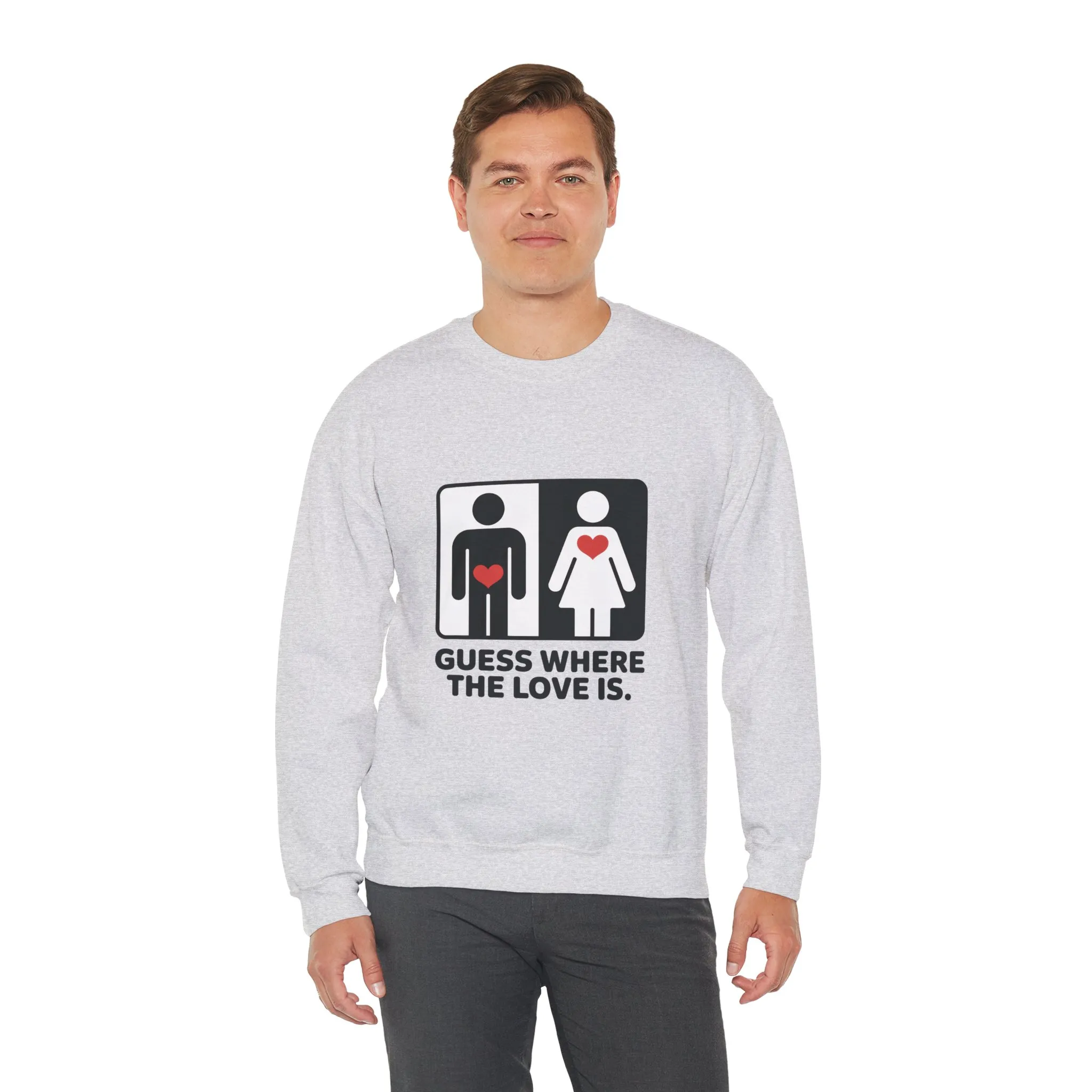 Guess Where the Love Is Mens Crewneck Sweatshirt, Cute Couples Gift, Love Themed Apparel, Valentine's Day Apparel, Relationship Sweatshirt - Image 3