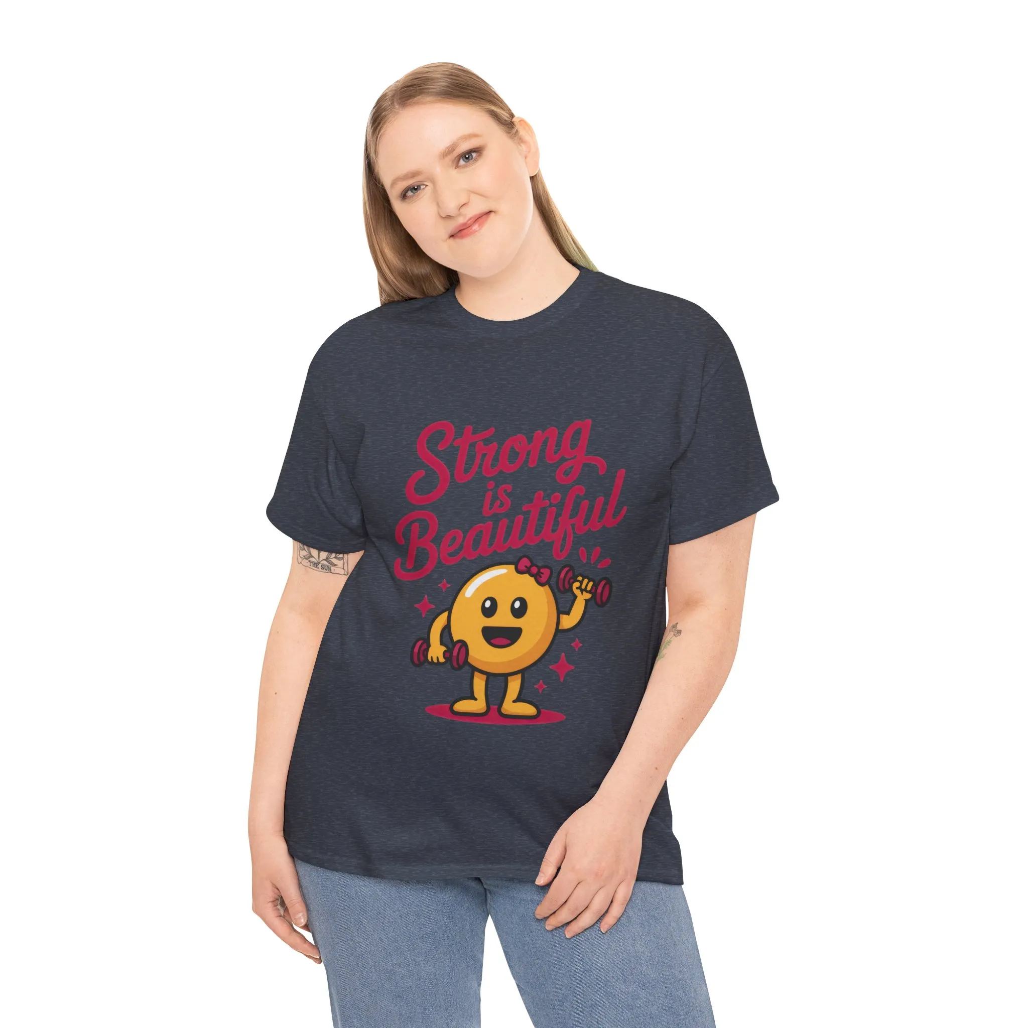 Strong is Beautiful Womens T-Shirt, Cute Fitness Character Graphic Tee, Inspirational Workout Shirt, Gym Motivation Gift for Her - Image 21
