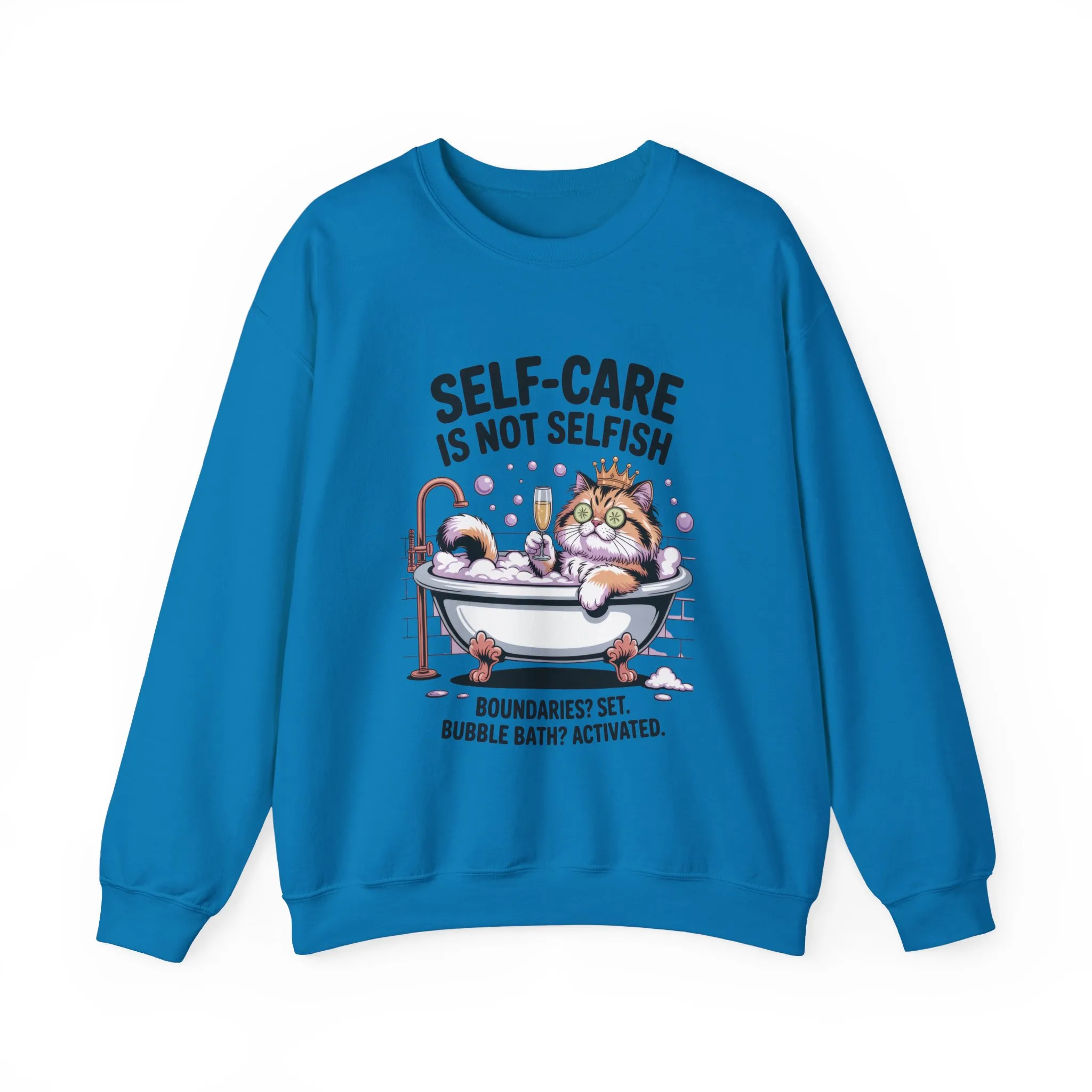 Womens Crewneck Sweatshirt, Self-Care Cat Shirt, Funny Cat Tee, Relaxing Kitty Graphic, Self Care Is Not Selfish Womens Sweatshirt - Image 34