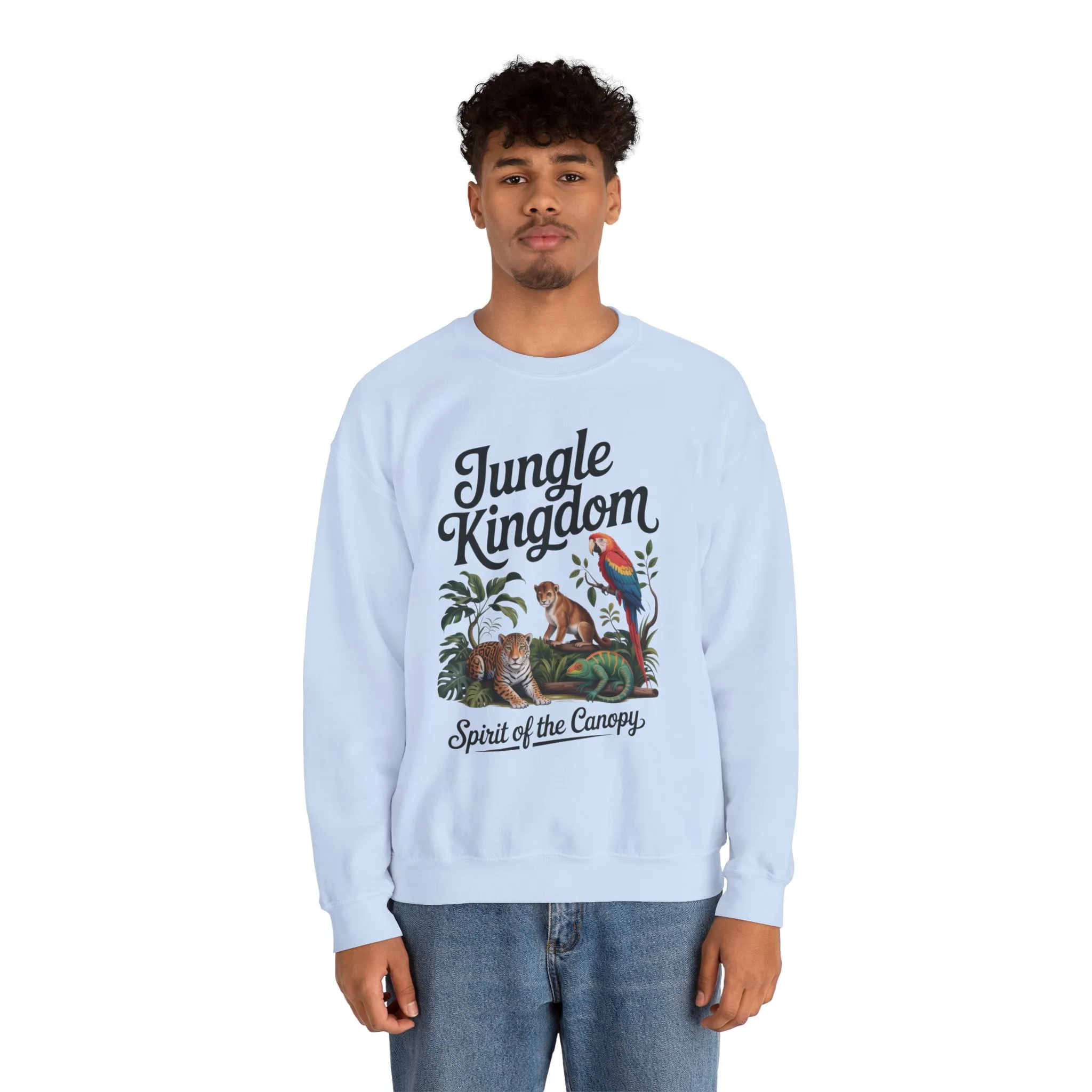 Jungle Kingdom Mens Sweatshirt, Cozy Jungle Crewneck, Nature Lover Gift, Wildlife Artwork, Eco-Conscious Apparel, Animal Enthusiast Clothing - Image 17