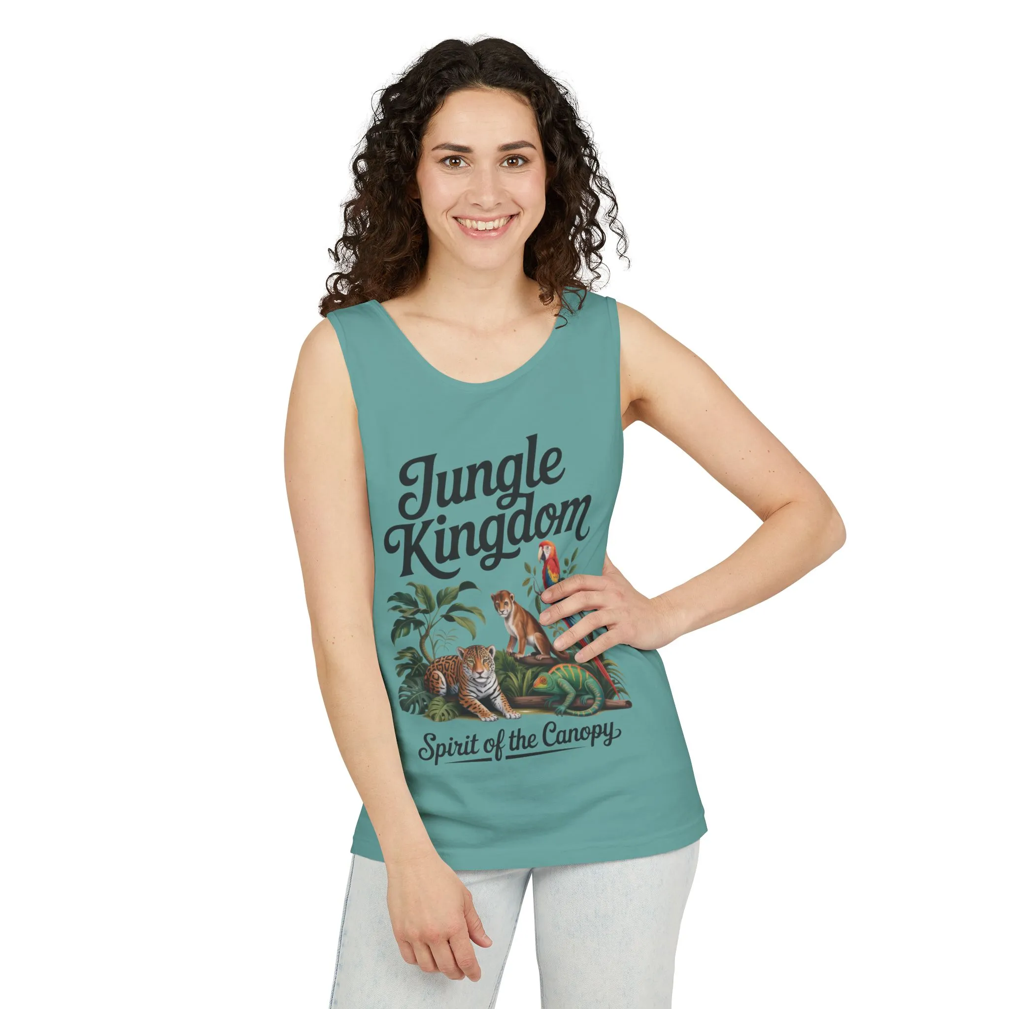 Jungle Kingdom Tank Top, Womens Garment-Dyed Sleeveless Shirt, Spirit of the Canopy Tee, Summer Outfit, Eco-Friendly Casual Wear - Image 10