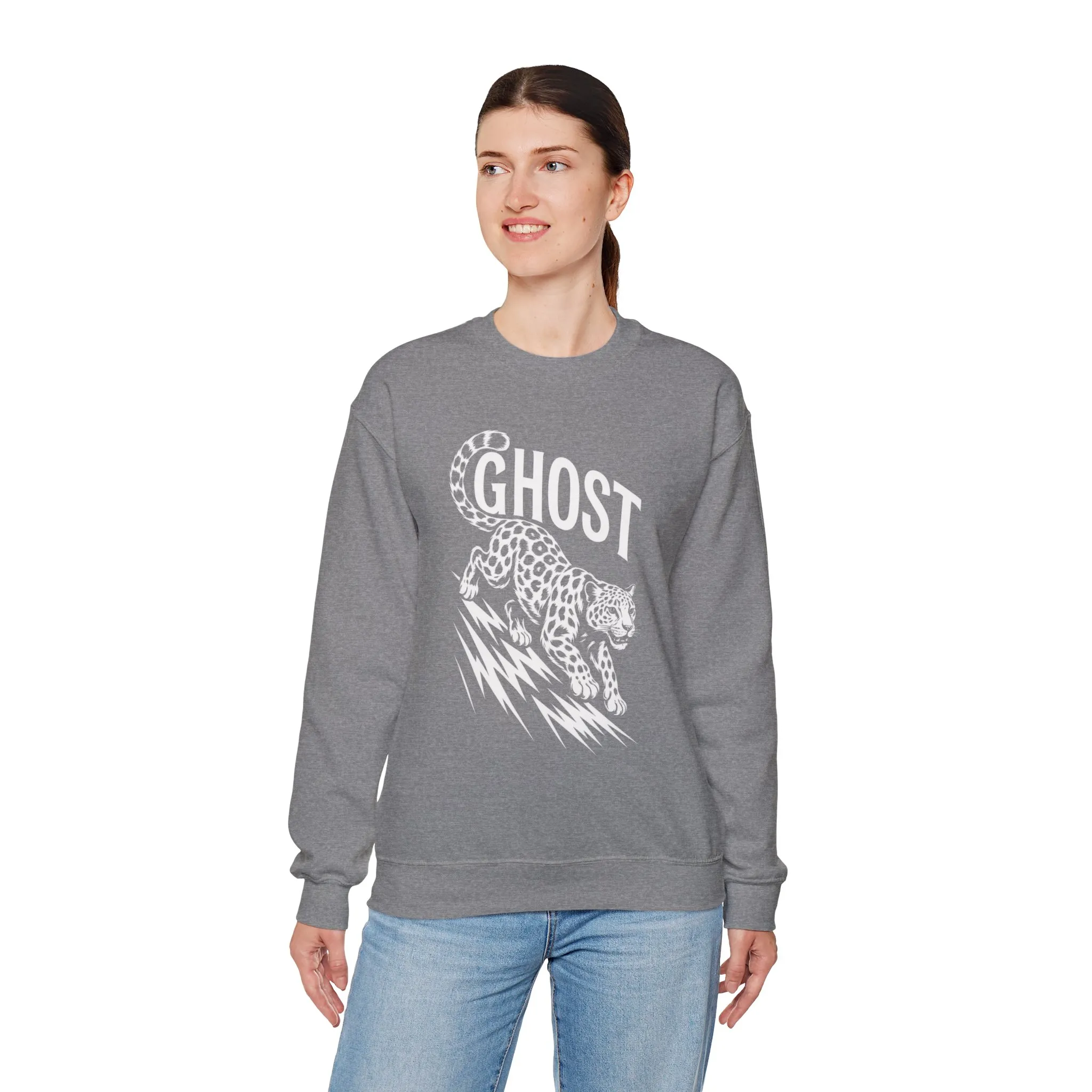 Ghost Leopard Crewneck Sweatshirt, Unisex Fashion, Cozy Casual Wear, Graphic Sweatshirt, Wild Animal Art, Gift for Animal Lovers - Image 12