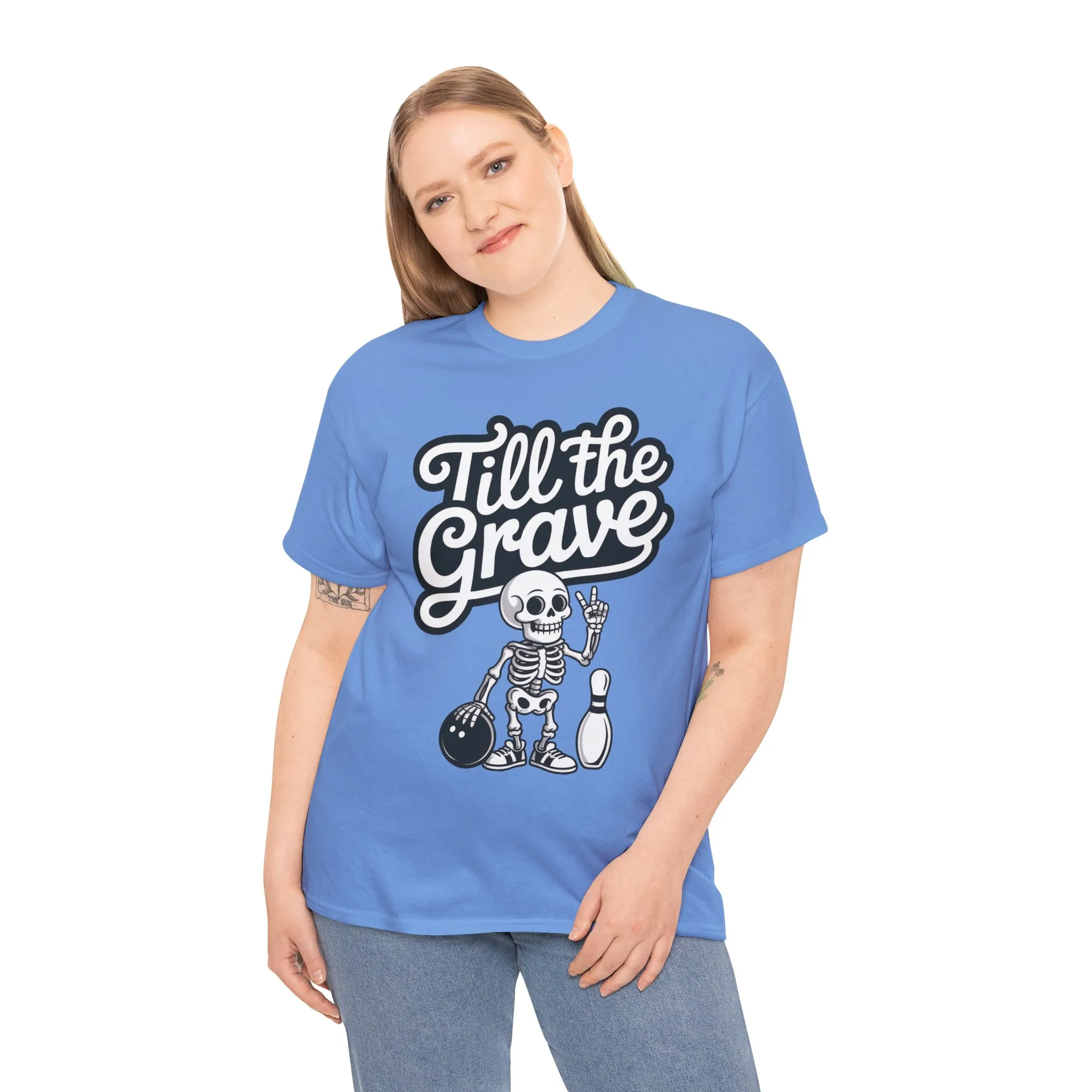 Funny Skeleton Bowling Womens Tee, Till the Grave, Funny Shirt, Halloween Gift, Skull Graphic, Casual Wear, Sporty Style - Image 15