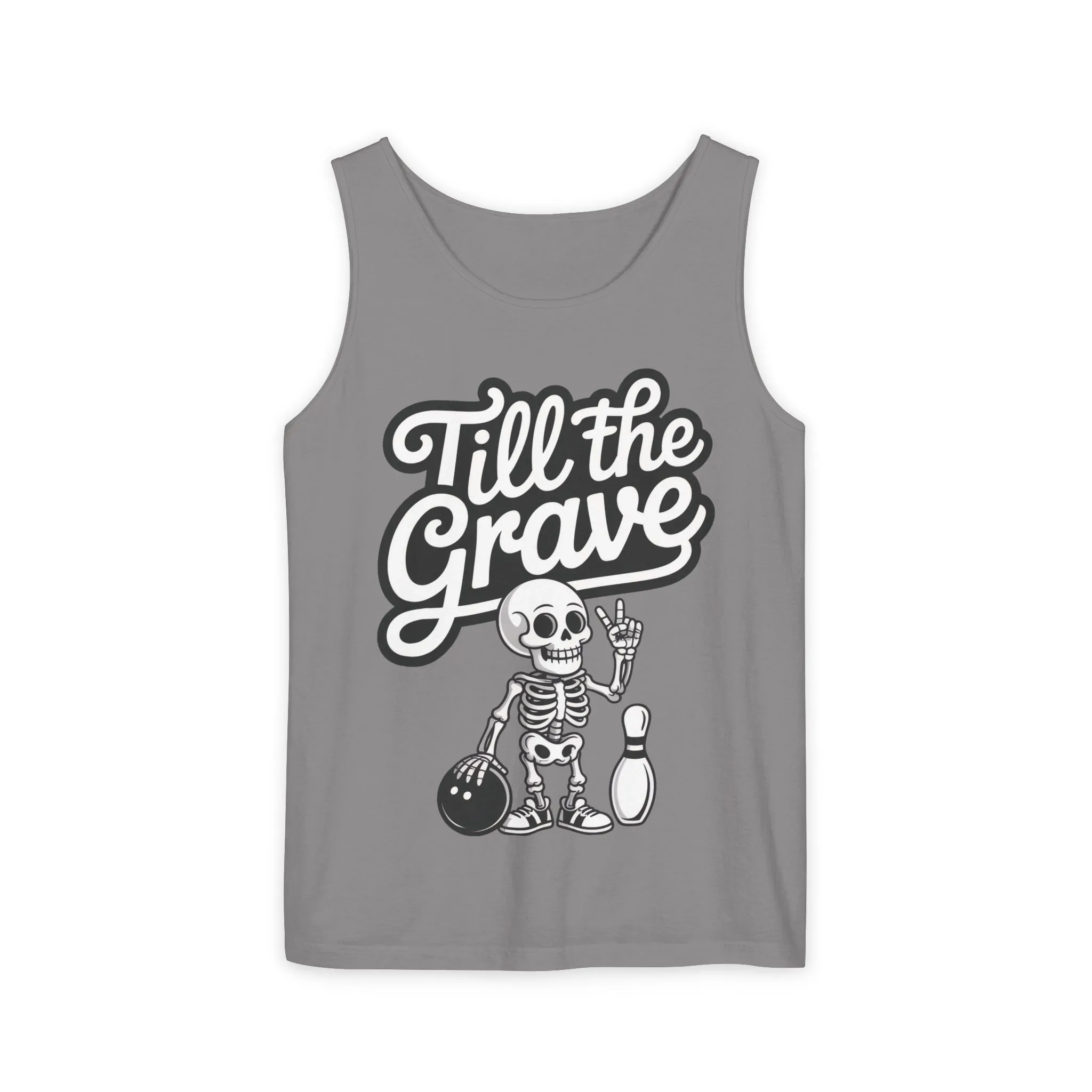 Funny Skeleton Bowling Tank Top, Halloween Apparel, Casual Summer Style, Cool Bowler Skull Workout Top, Strike Till the End - Image 2