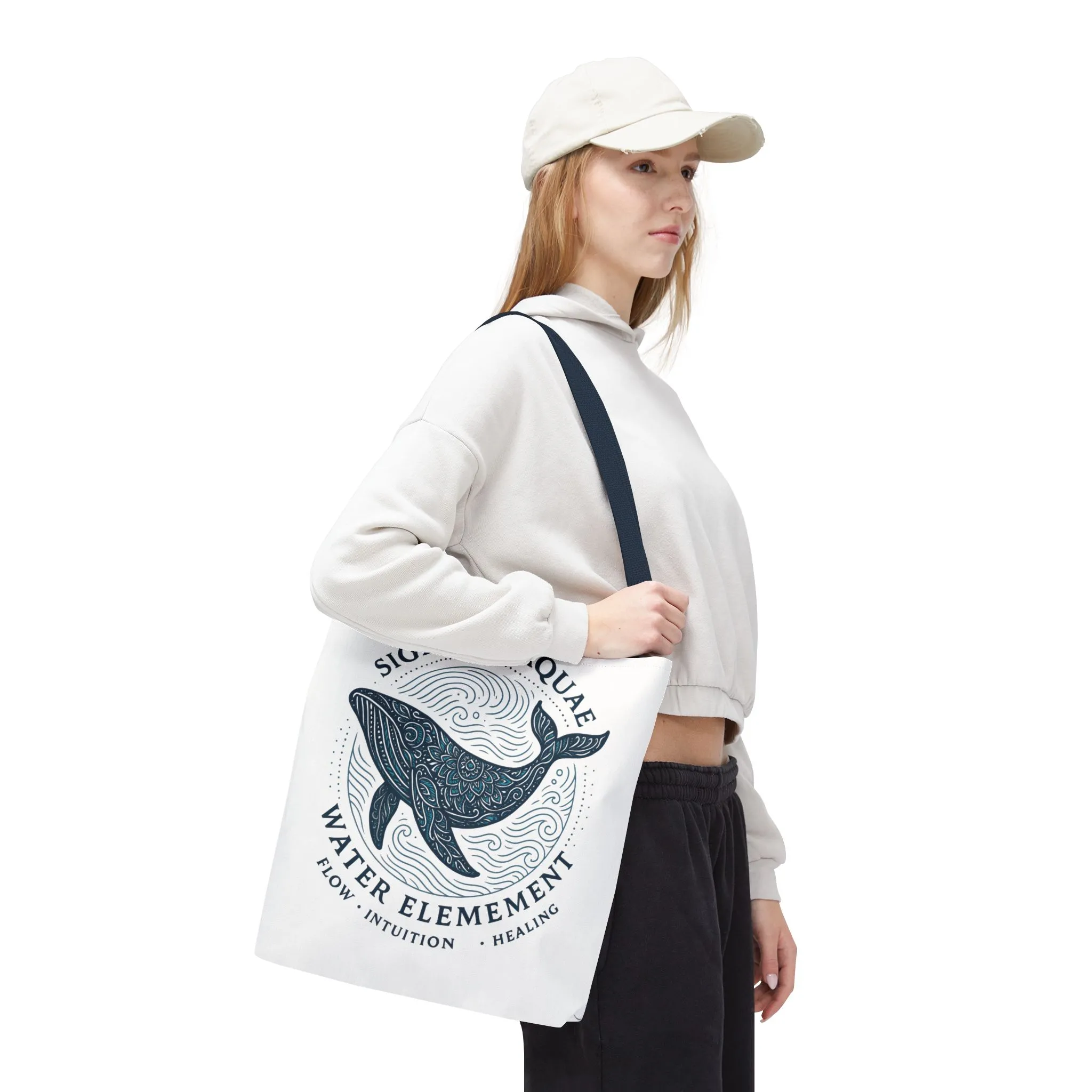 Whale Water Element Tote Bag: Spiritual Gift, Eco-Friendly, Beach Bag, Yoga Accessories, Meditation Essentials, Weekender Bag, Large Bag - Image 15