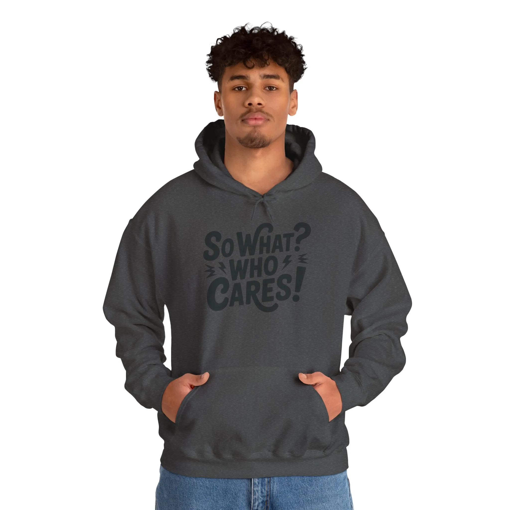 So What? Who Cares! Funny Mens Hoodie, Bold Statement Design, Lightning Graphic Pullover, Rebellious Urban Humor, Funny Streetwear - Image 15