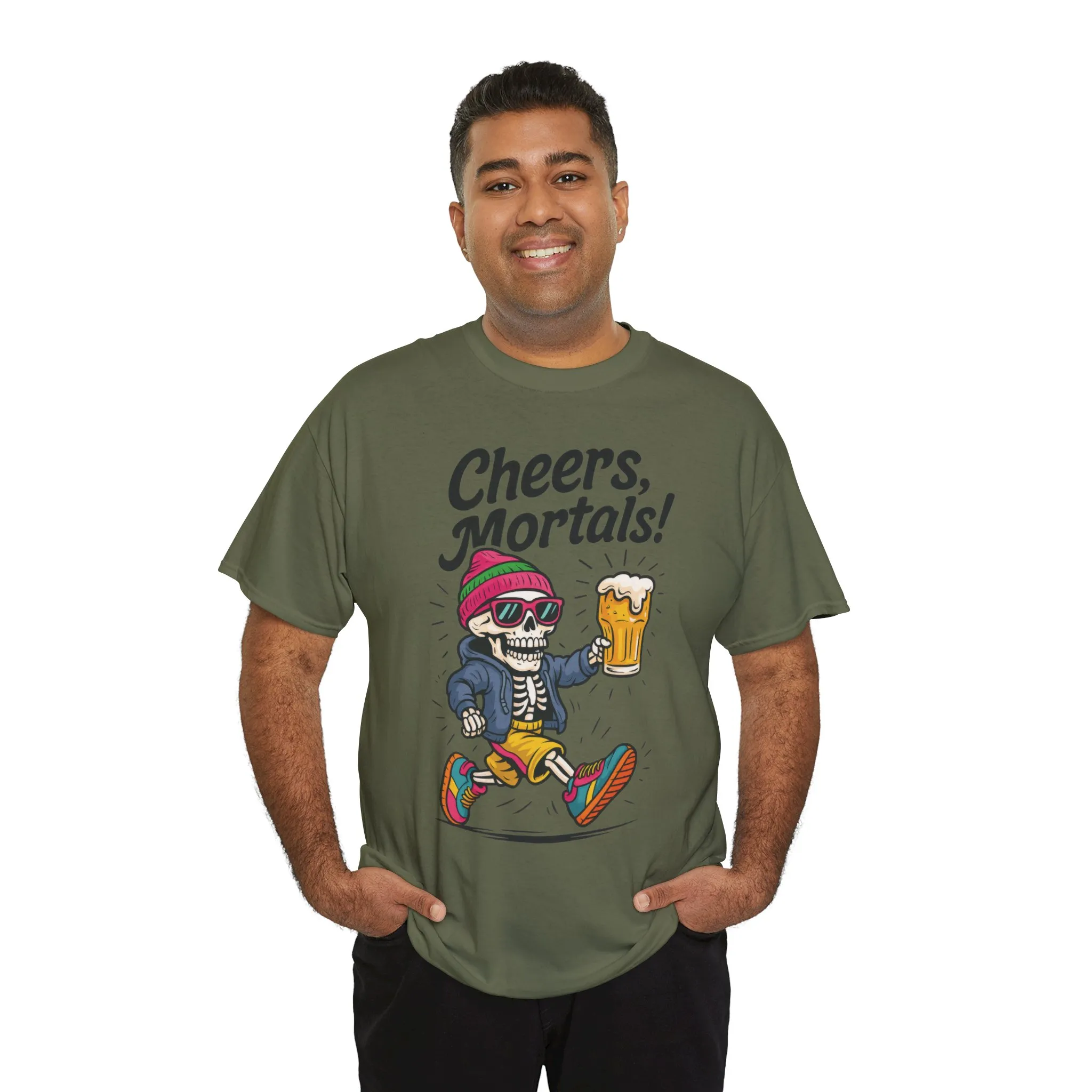 Cheers, Mortals! Mens Tee, Funny Skeleton Beer Graphic Tee, Cool Drinking Humor Shirt, Party Gift for Him, Halloween Tee, Beer Lovers Gift - Image 47