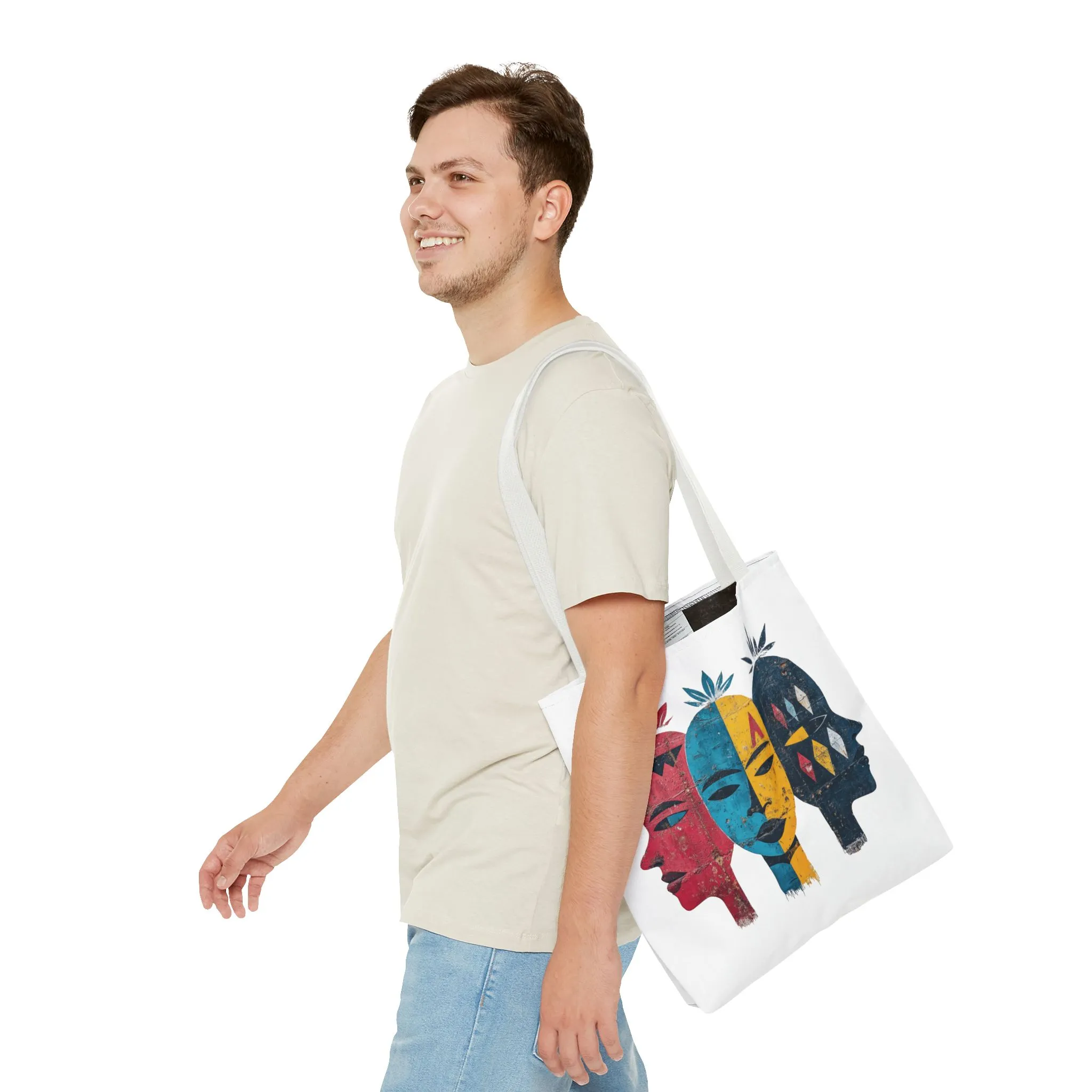 Artistic Tote Bag with Abstract Faces - Bohemian Style, Eco-Friendly Shopping Bag, Gift for Art Lovers, Unique Beach Bag, Festival Accessory - Image 23